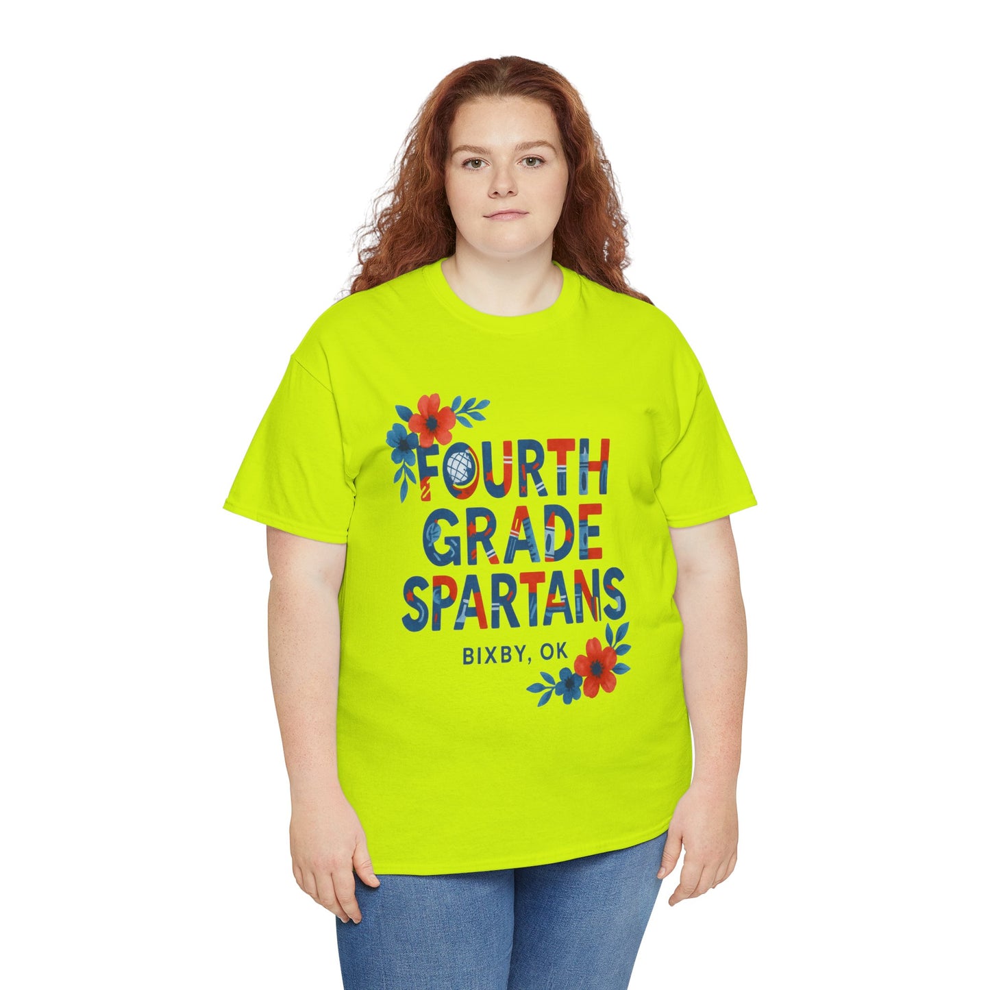 Floral Fourth Grade Spartan Gildan Tee