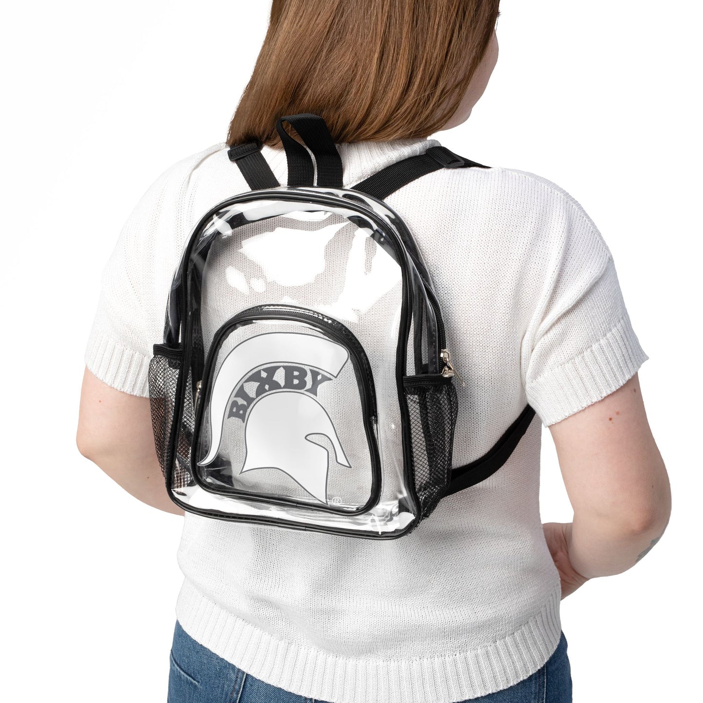 Spartan White Logo Clear Event Backpack