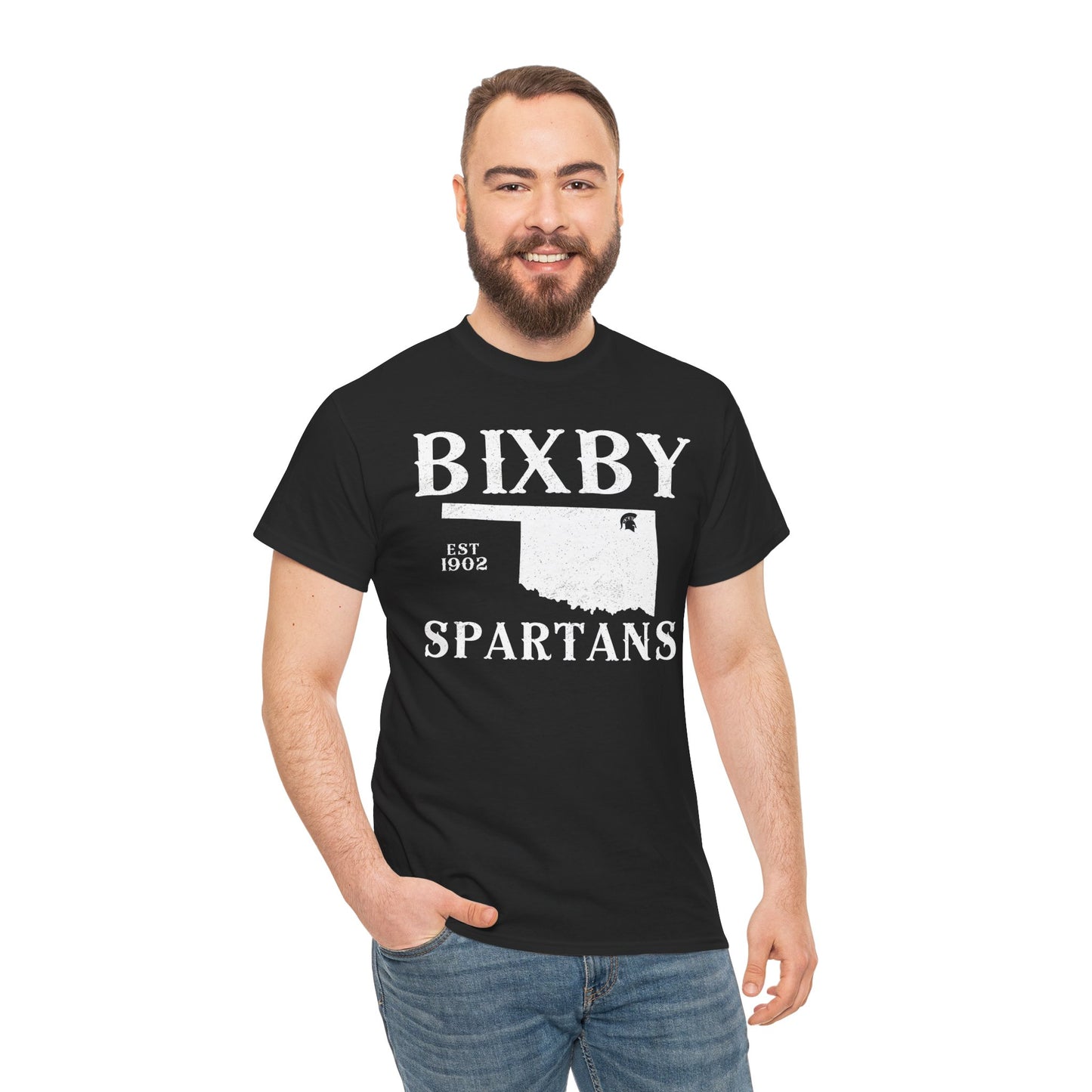 Bixby Oklahoma Spartans Distressed Grunge Effect Gildan Tee