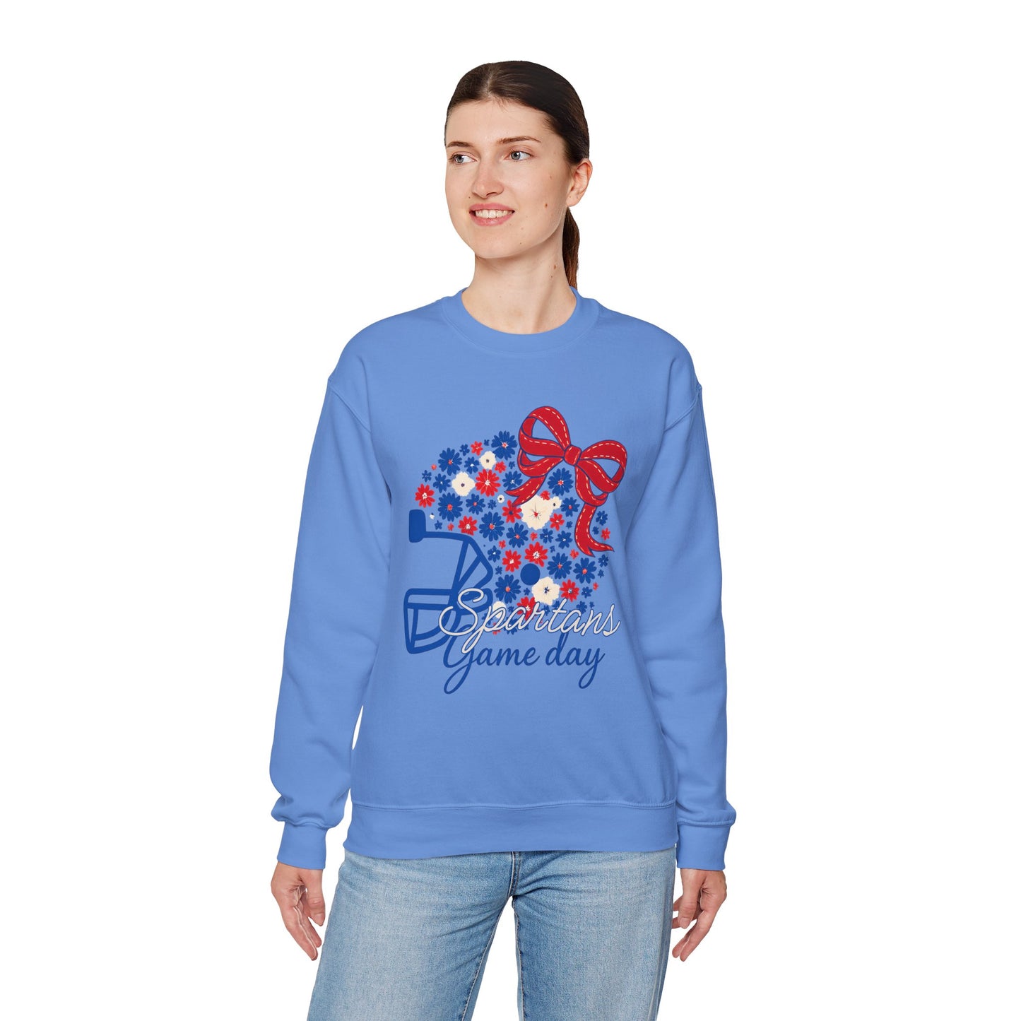Bixby Spartan Floral Helmet Gameday Gildan Sweatshirt