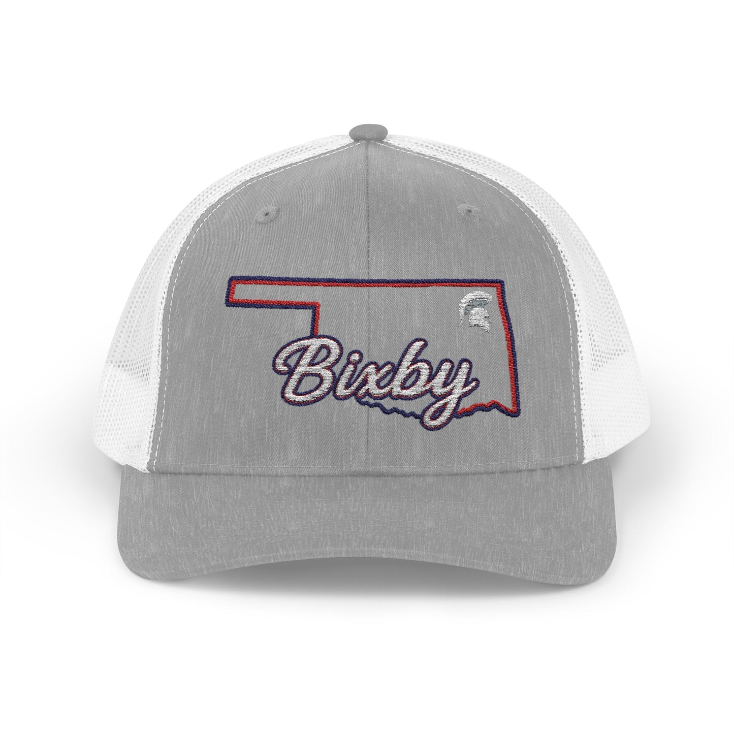 Bixby Oklahoma White Spartan Logo Trucker Snapback Hat