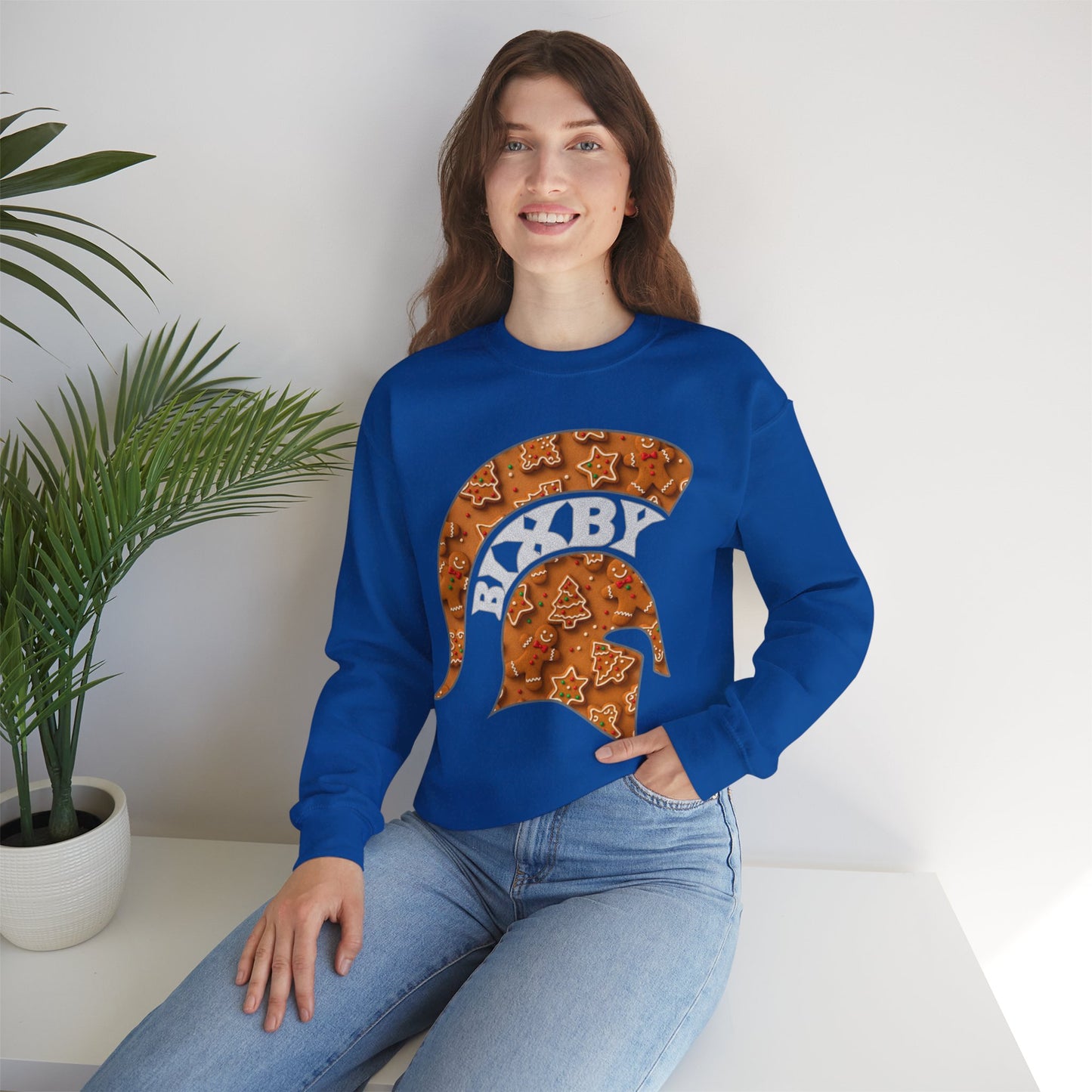 Bixby Spartan Gingerbread Helmet Gildan Sweatshirt