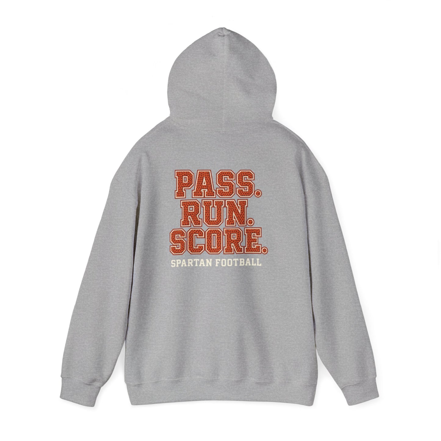Pass. Run. Score Spartan Football Gildan Hoodie