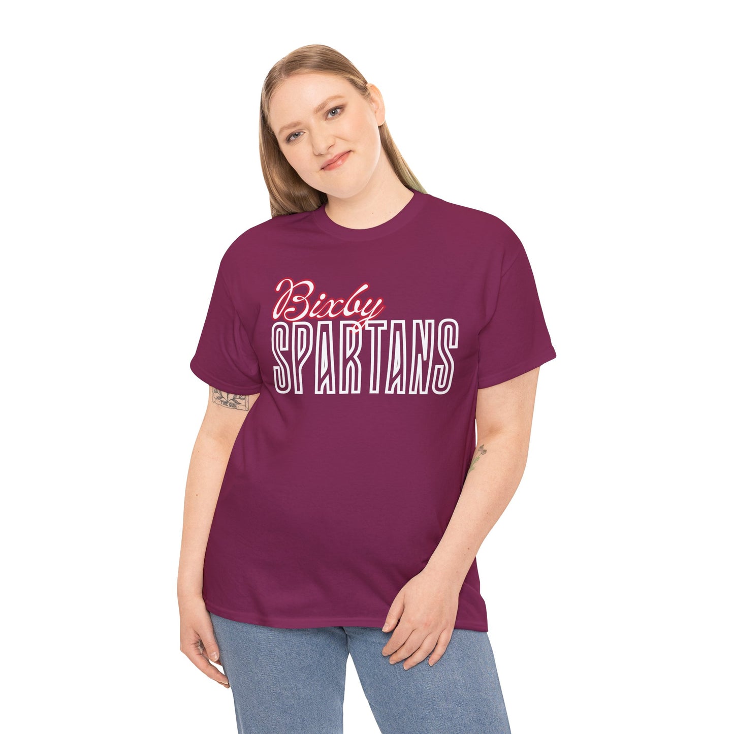 Bixby Spartans Cursive Gildan Tee