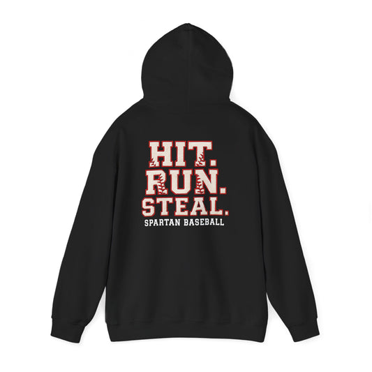 Run. Hit. Steal. Spartan Baseball Gildan Hoodie
