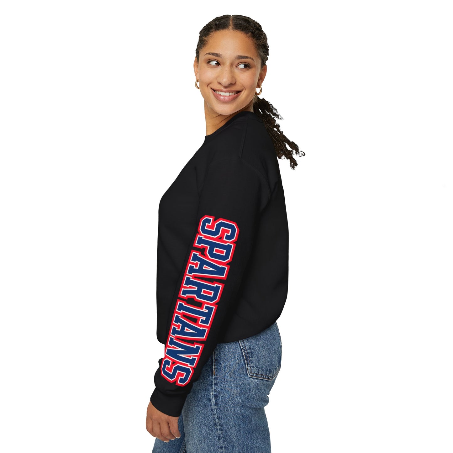 Spartans Athletic Letter Gildan Sleeve Print Sweatshirt