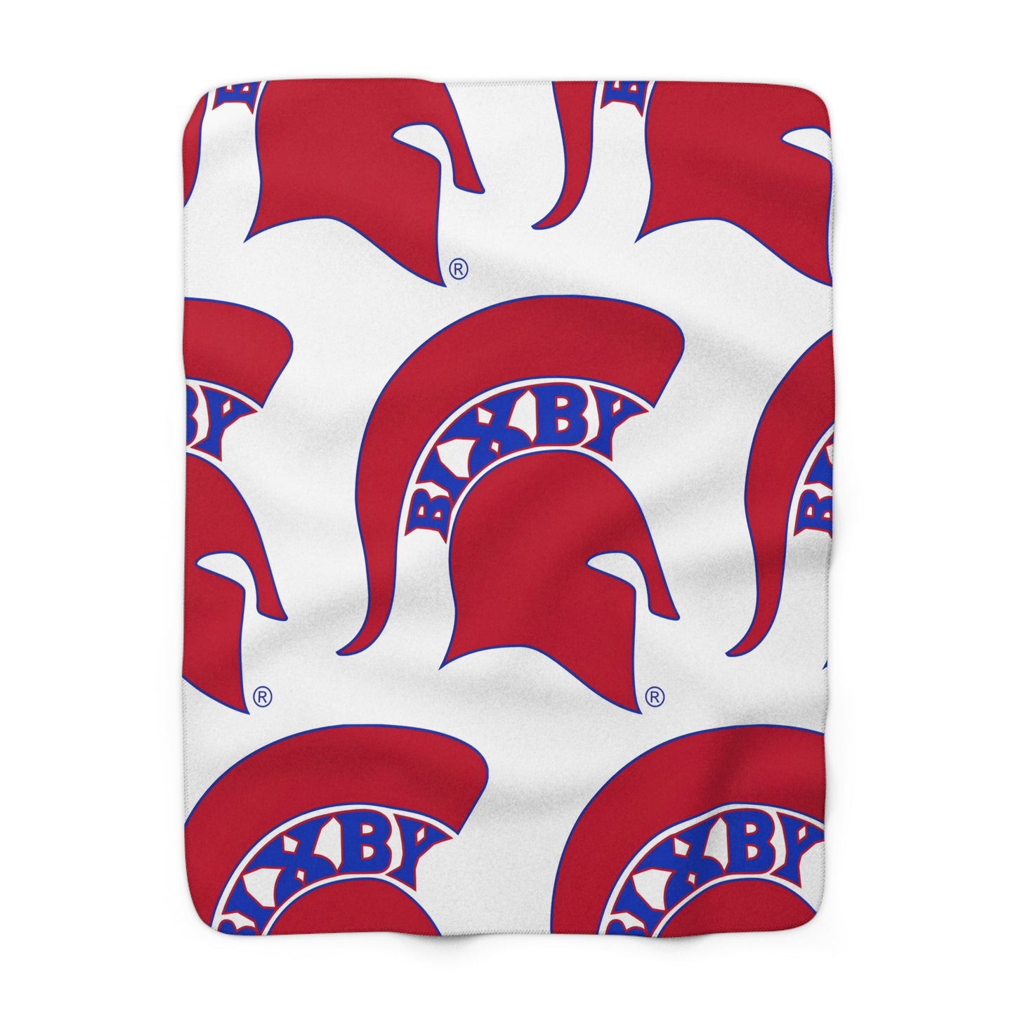 Spartan Red Large Pattern Logo Comfy Sherpa Fleece Blanket