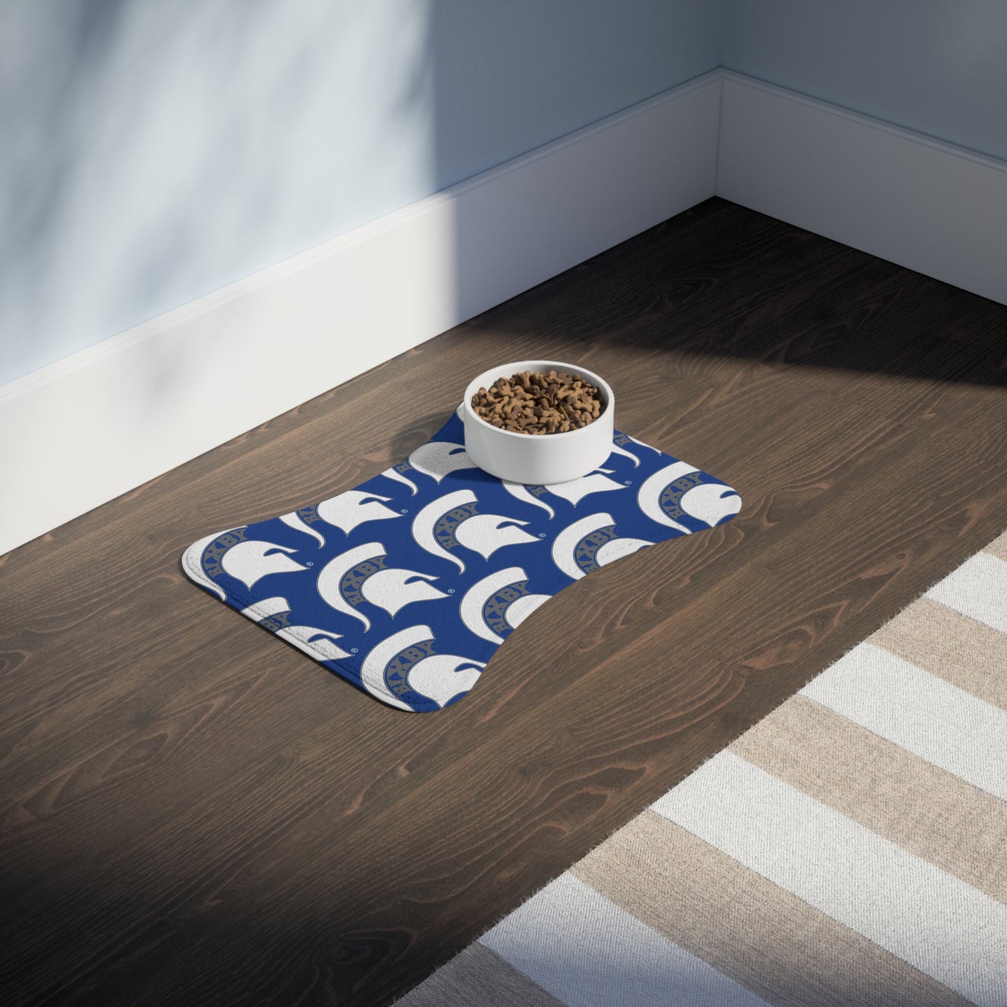 Spartan White Logo Pet Feeding Mat