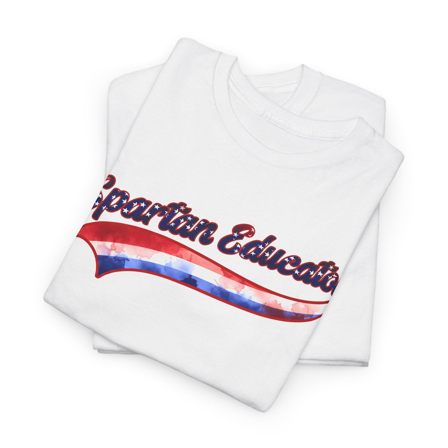 Spartan Educator Patriotic Design Gildan Tee With Sleeve Logo