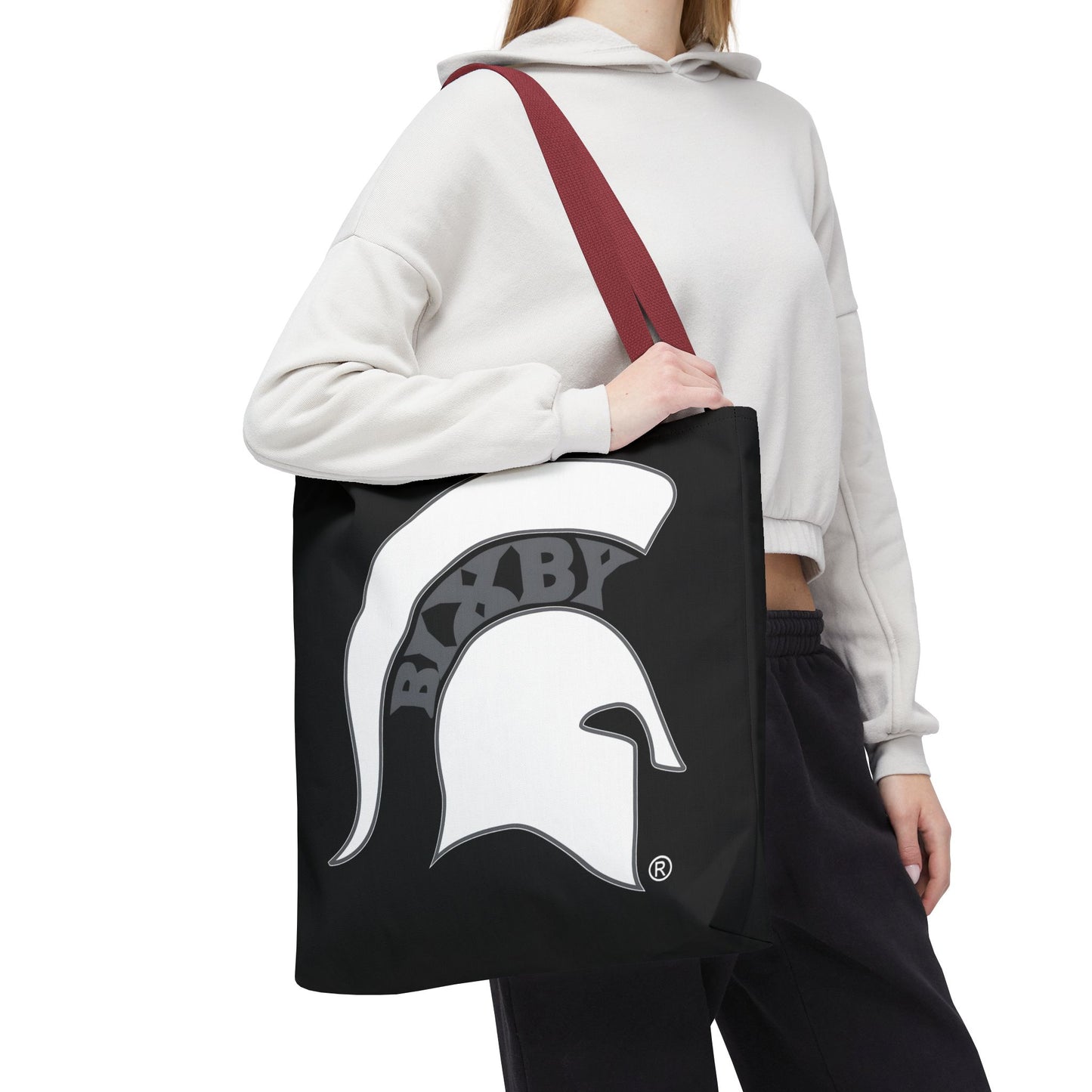 Bixby Spartans White Logo Black Polyester Tote Bag