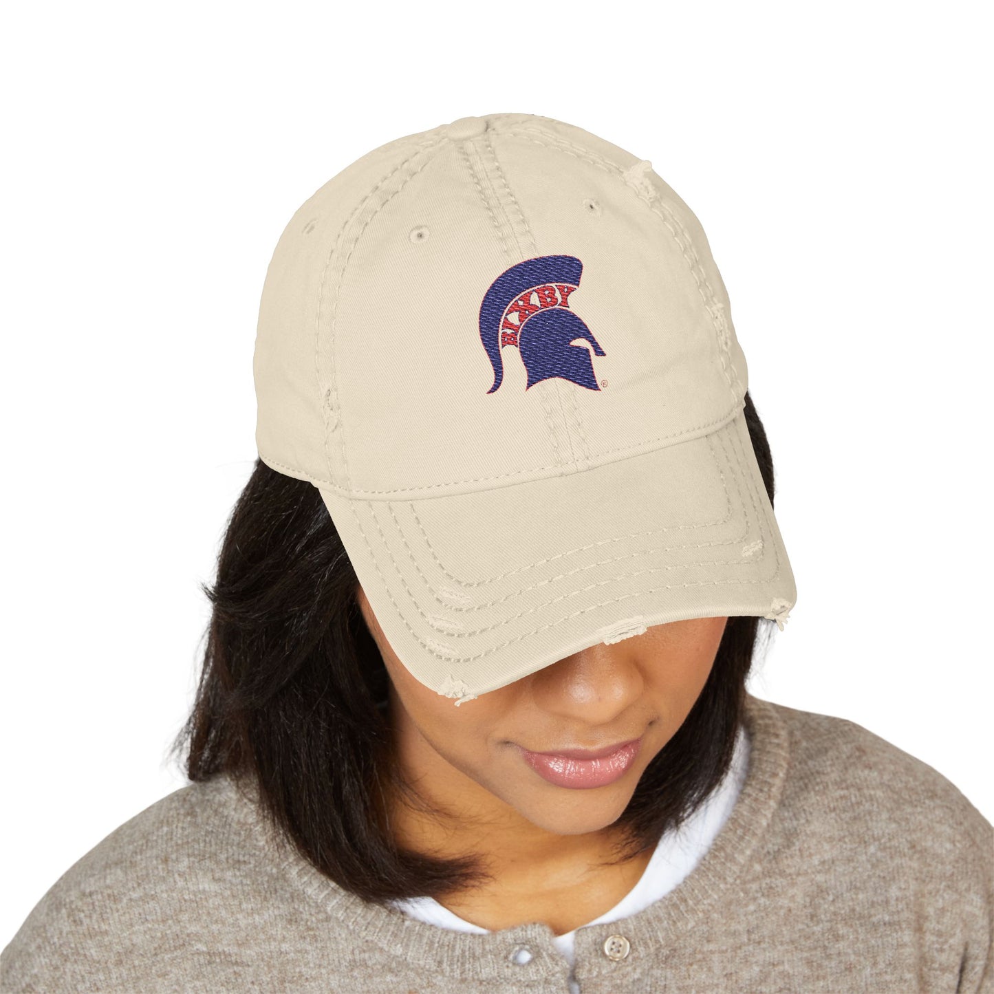 Spartan Blue Logo Embroidered Distressed Classic Ballcap