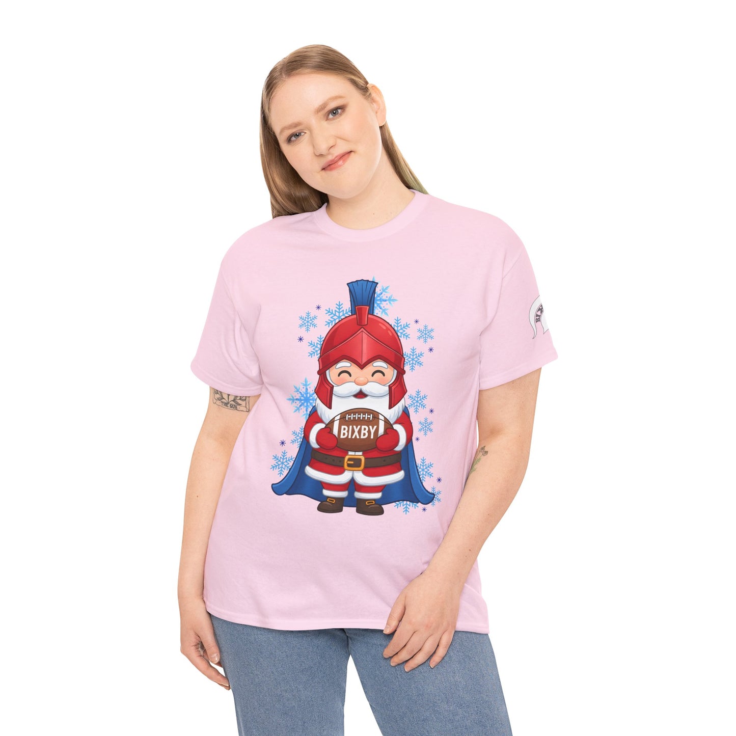 Spartan Football Santa Gildan Tee With Sleeve Print