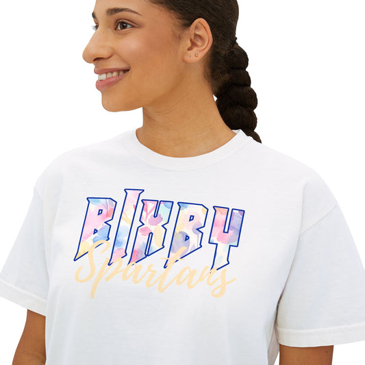 Bixby Spartans Comfort Colors Retro Floral Boxy Tee