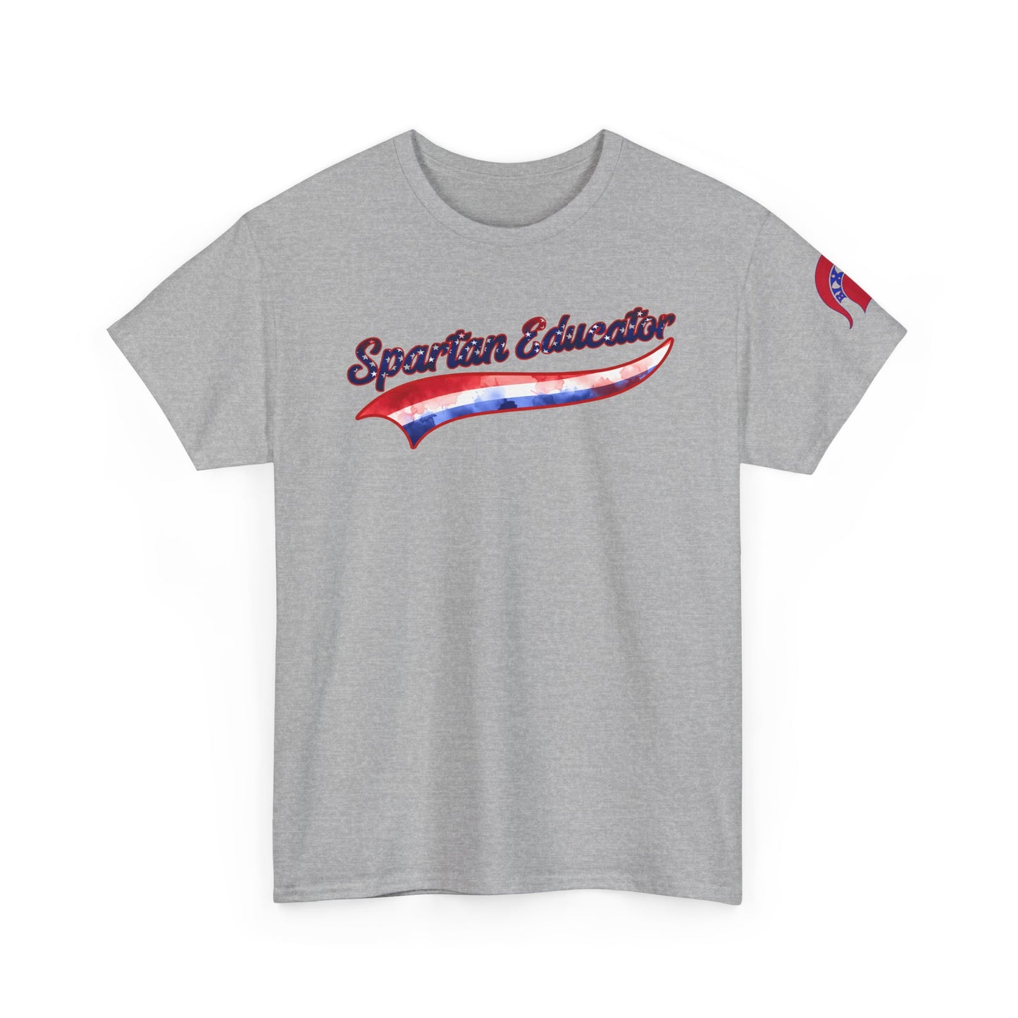 Spartan Educator Patriotic Design Gildan Tee With Sleeve Logo