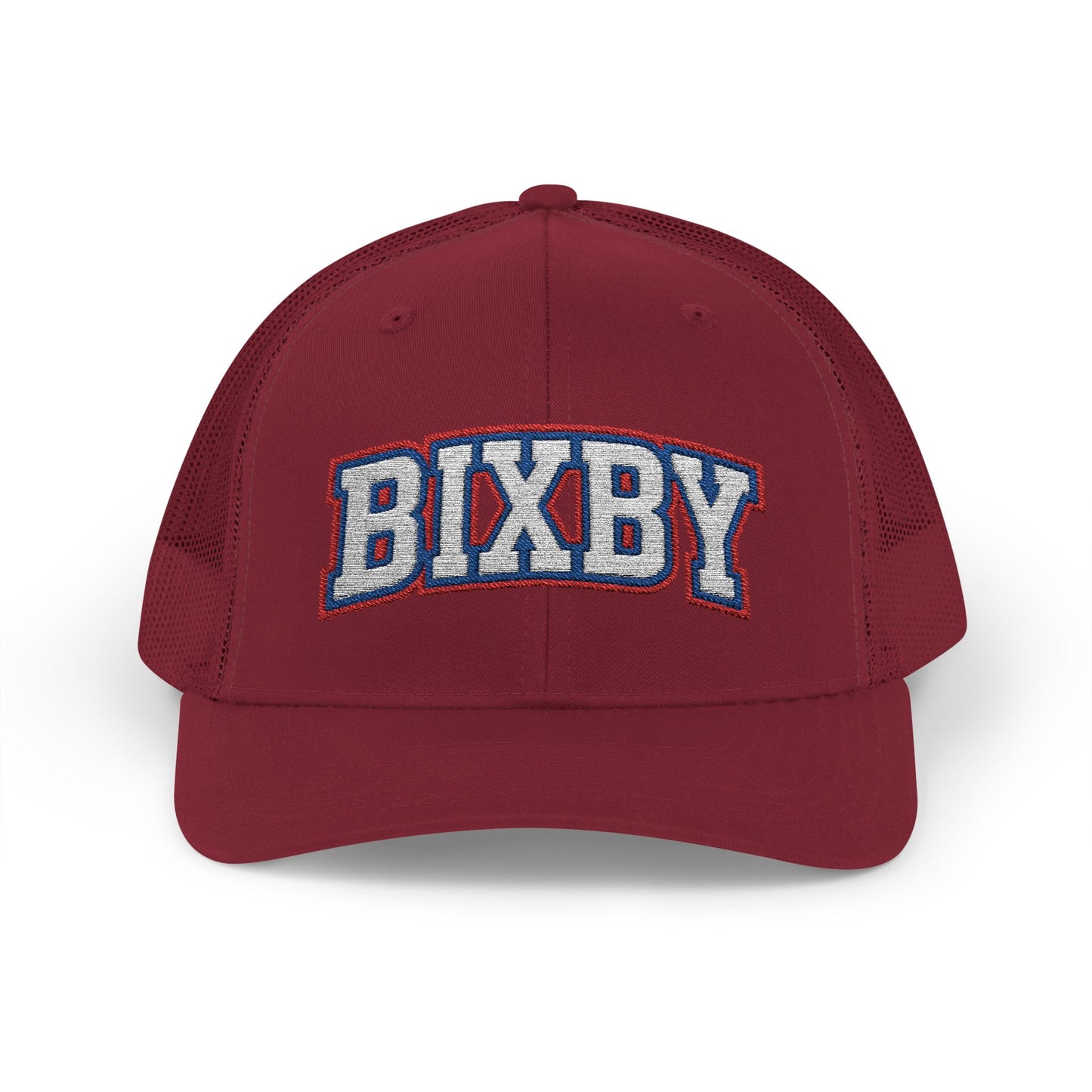 Bixby White Athletic Letter Embroidered Trucker Snapback