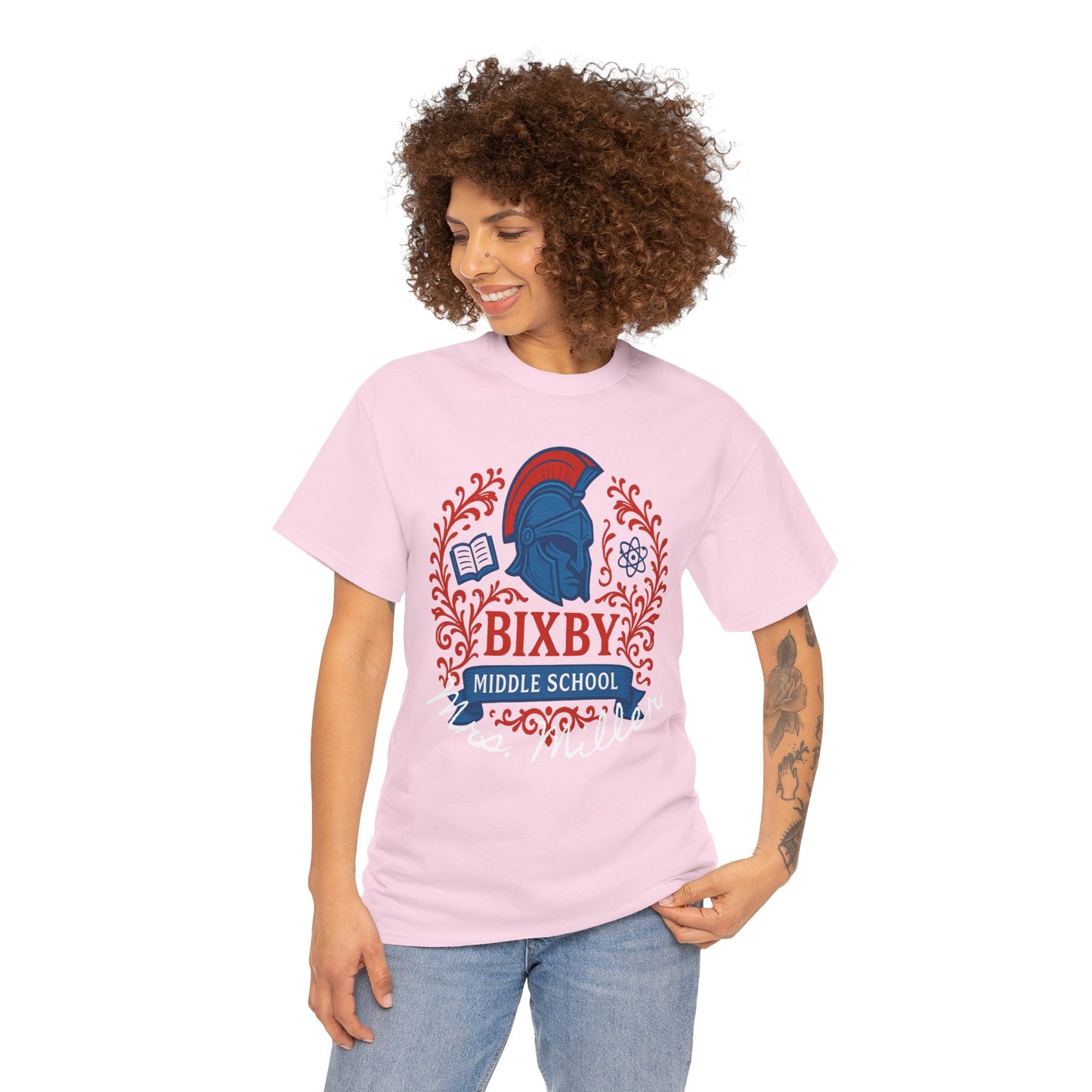 Floral Personalized Bixby Middle School Spartan Gildan Tee