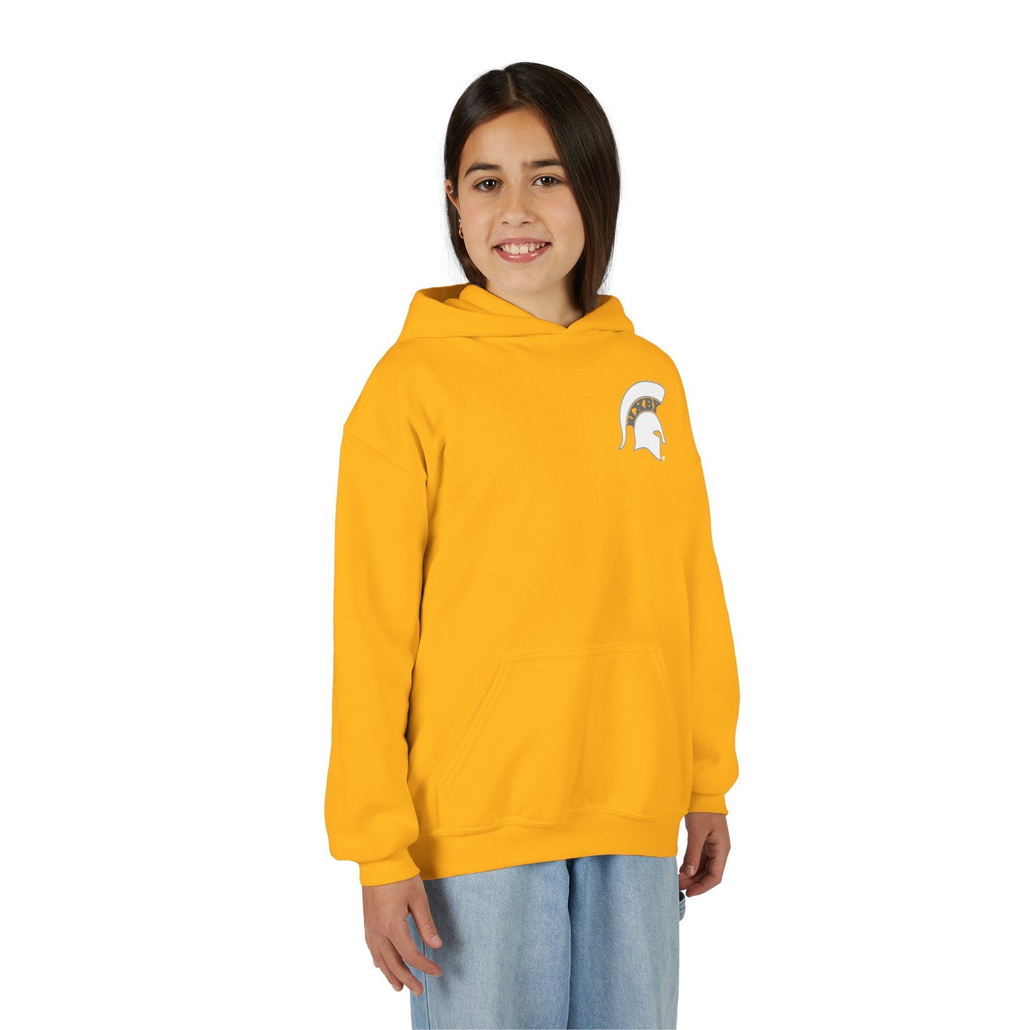 Spartan White Logo Youth Gildan Hoodie