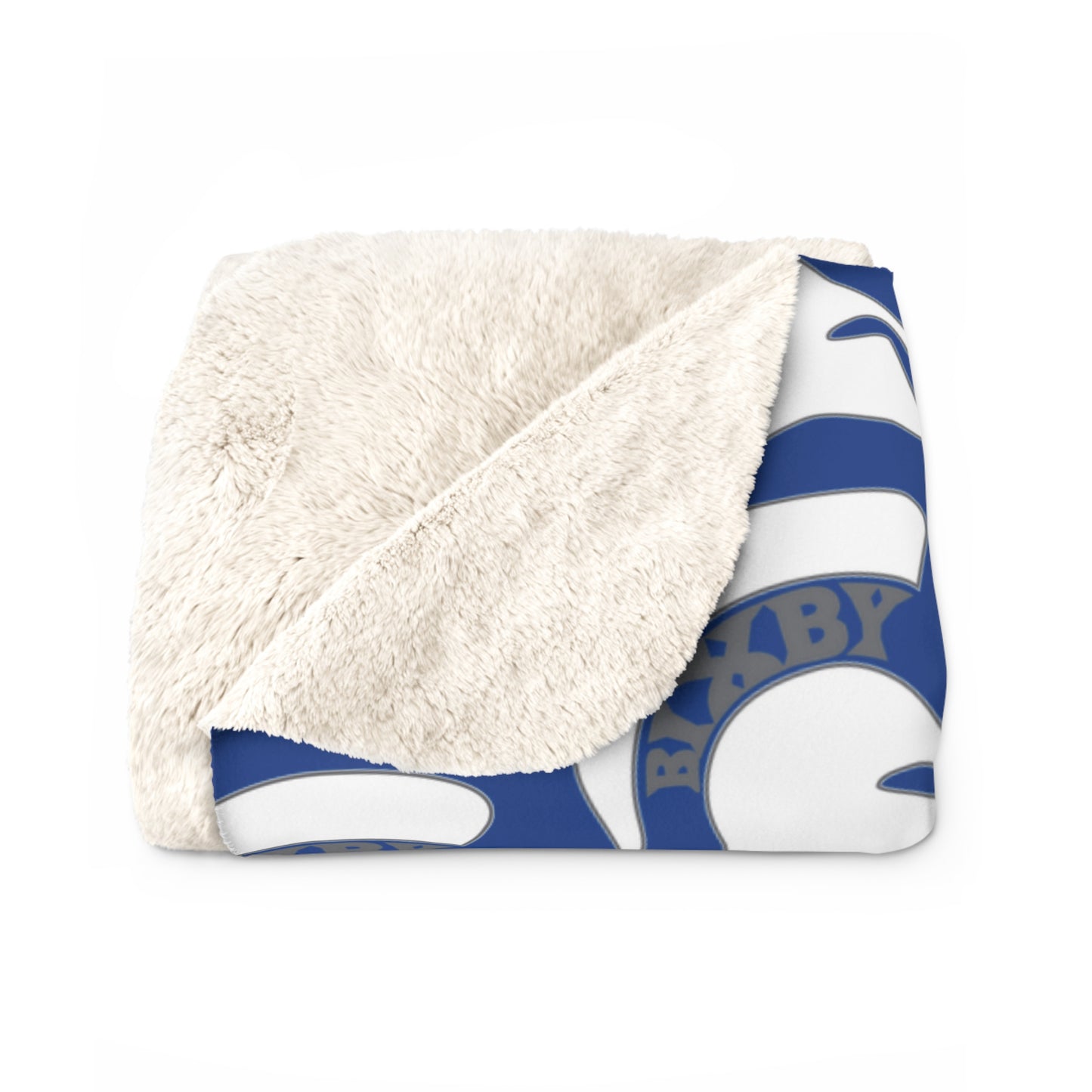 Bixby White Small Pattern Logo Comfy Sherpa Fleece Blanket