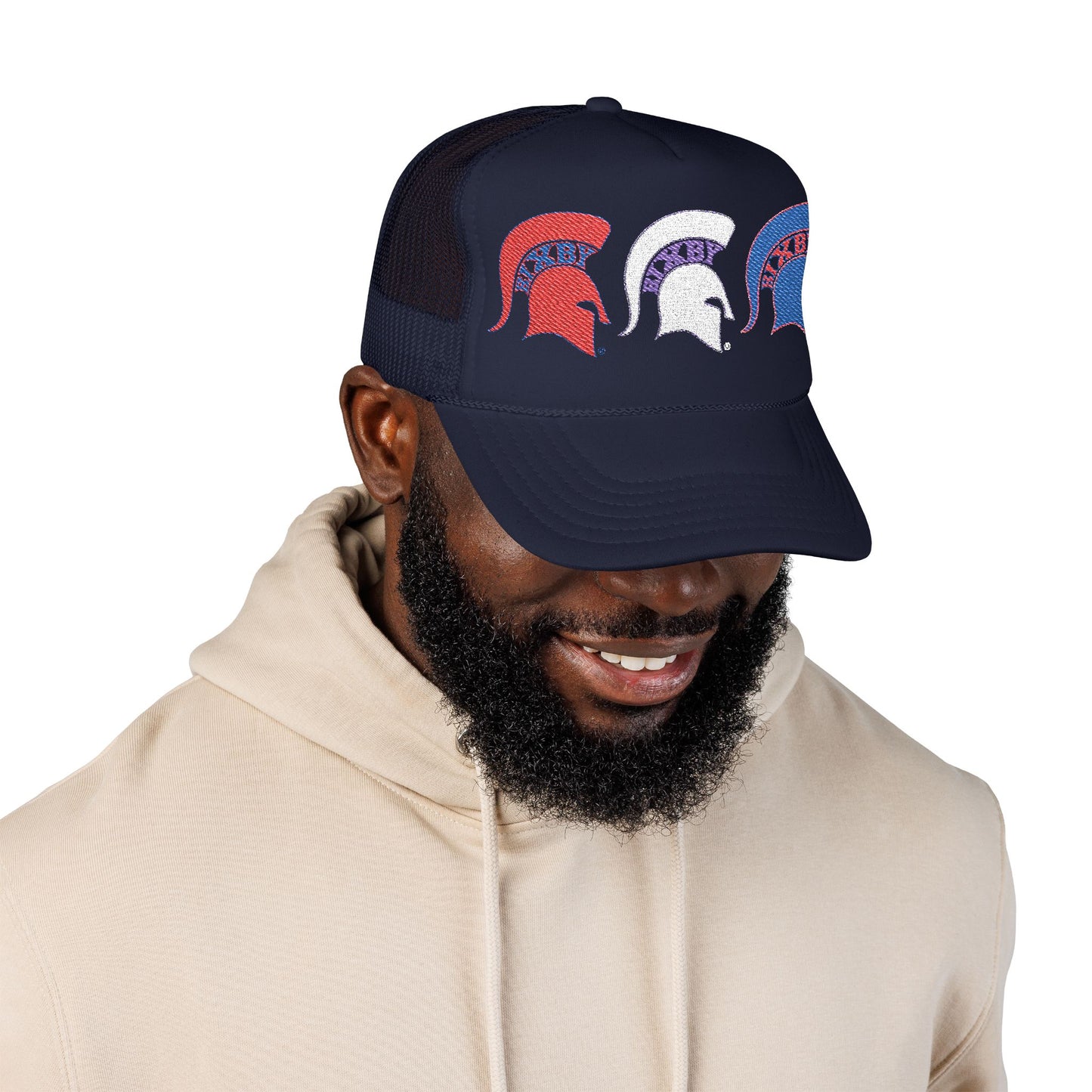 Bixby Spartan Red, White and Blue Embroidered Foam Trucker Hat