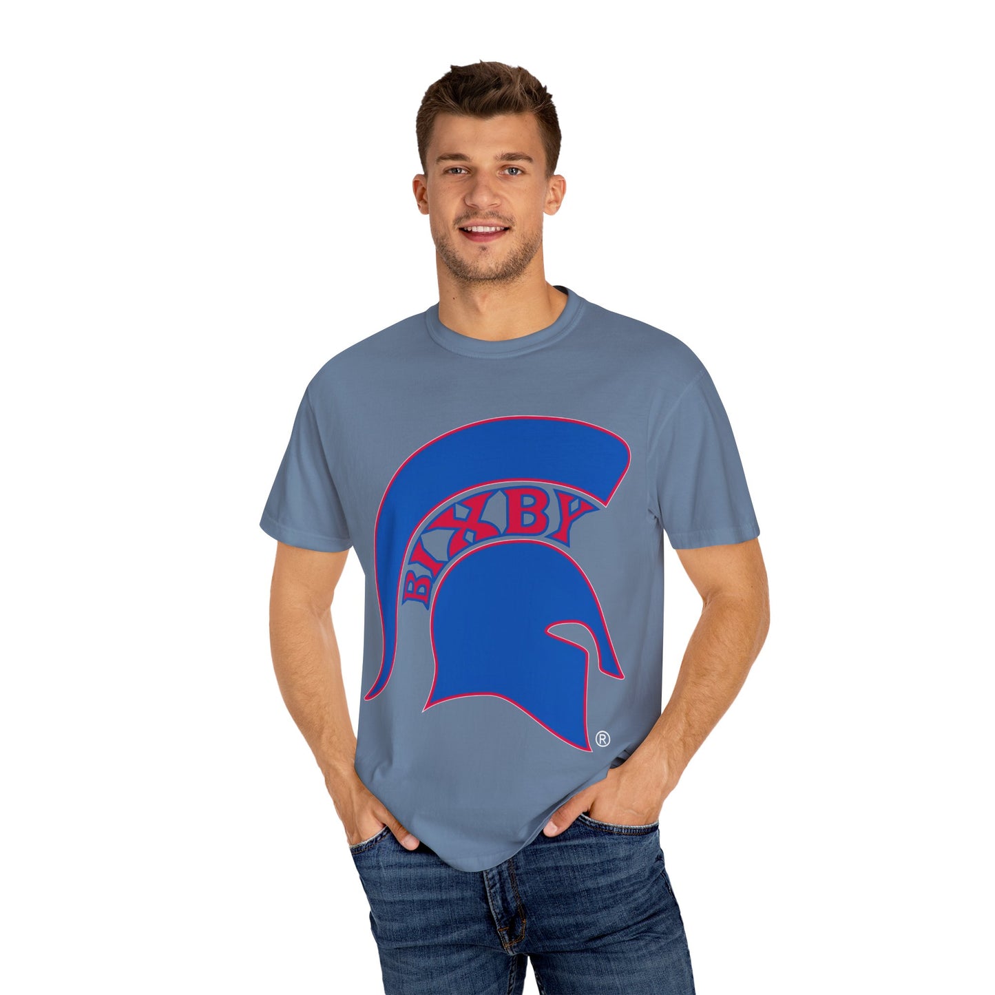 Bixby Spartan Blue Logo Comfort Colors Tee