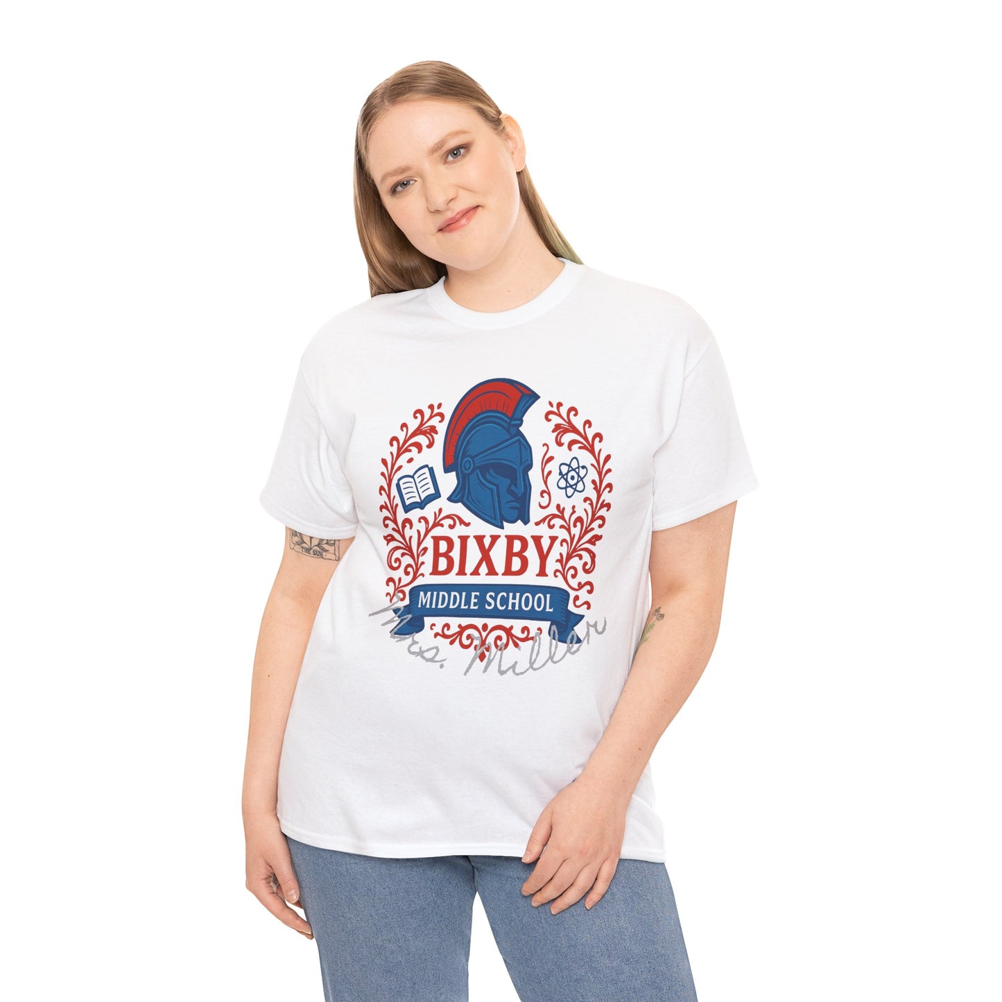 Floral Personalized Bixby Middle School Spartan Gildan Tee