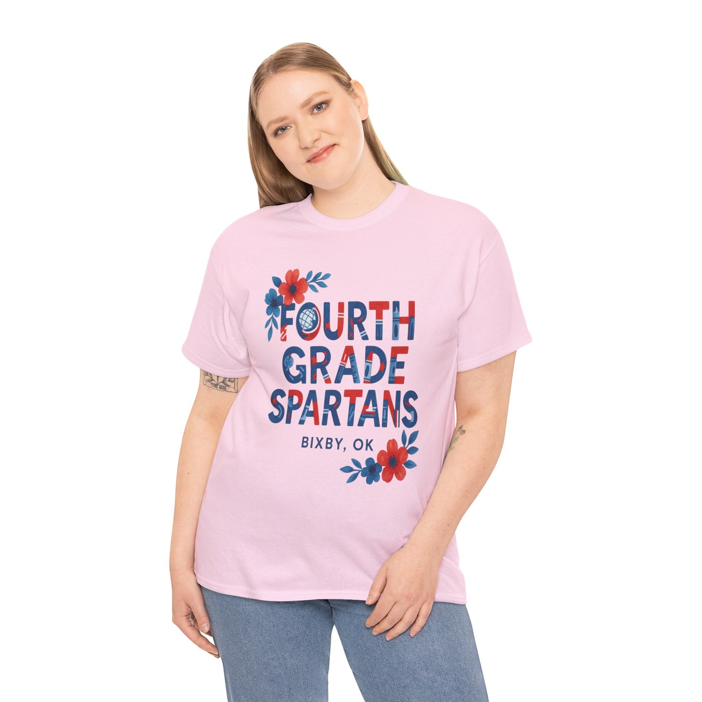 Floral Fourth Grade Spartan Gildan Tee