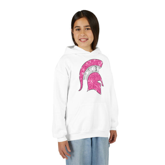 Bixby Spartan Pink Helmet Bling Youth Gildan Hoodie
