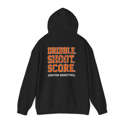 Dribble. Score. Shoot. Spartan Basketball Gildan Hoodie