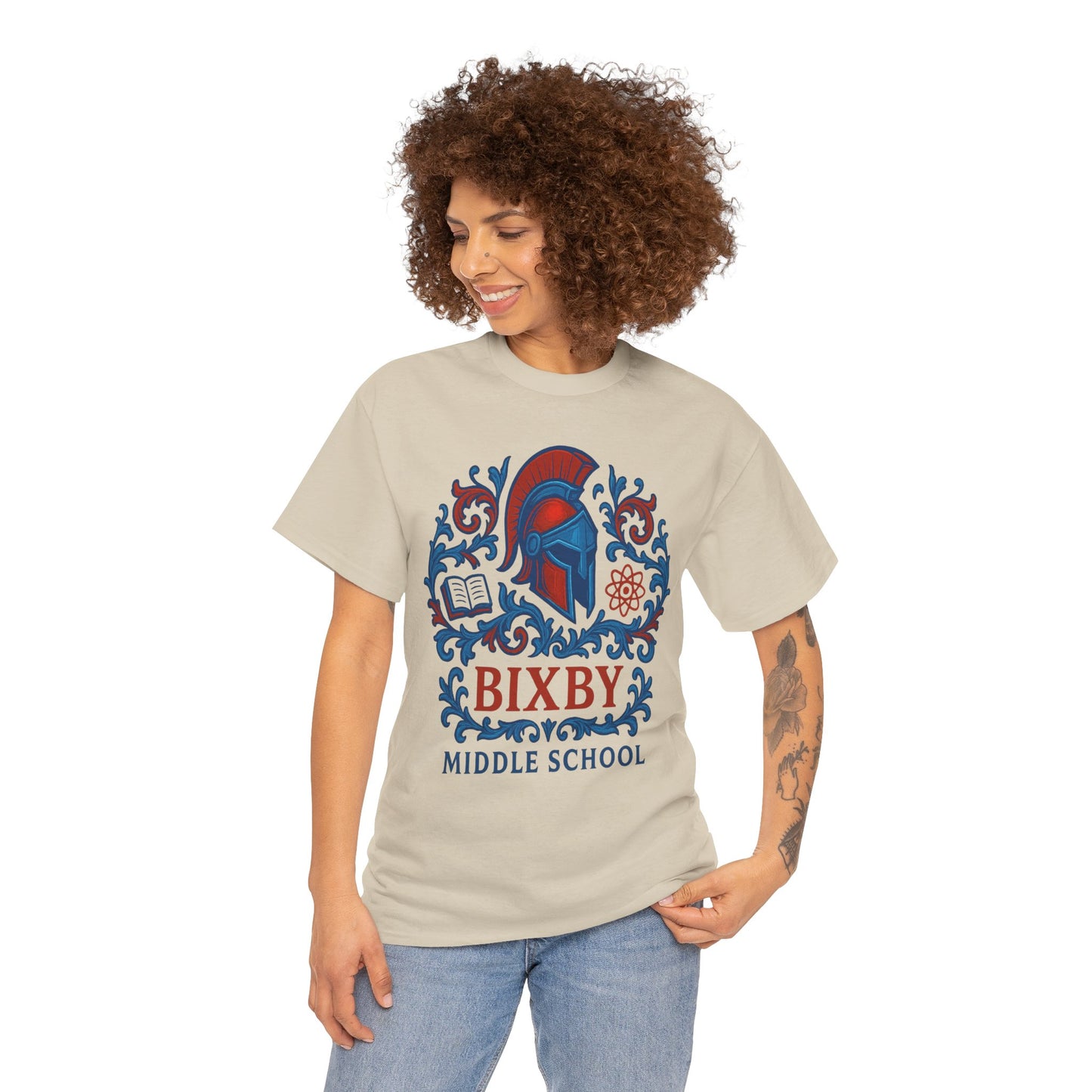 Floral Spartan Bixby Middle School Gildan Tee