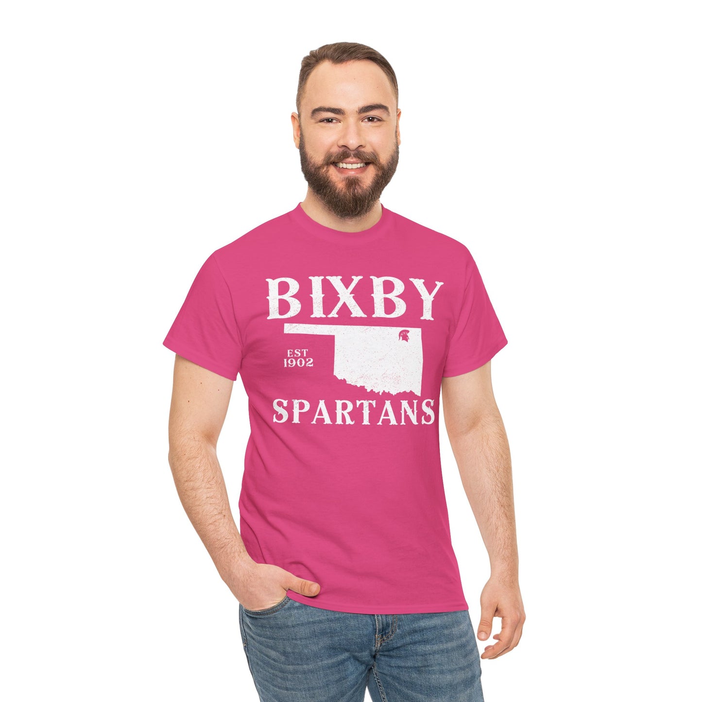 Bixby Oklahoma Spartans Distressed Grunge Effect Gildan Tee