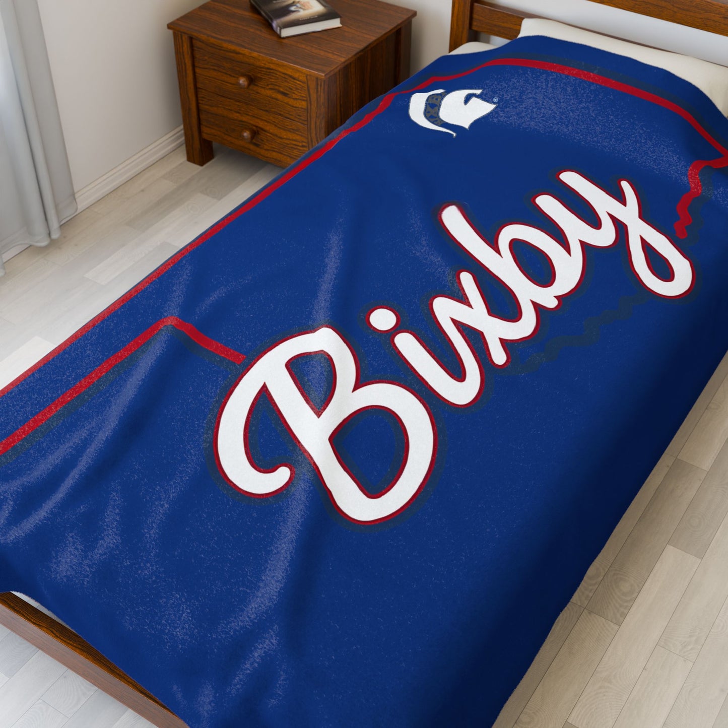 Bixby OK Blue Velveteen Plush Blanket