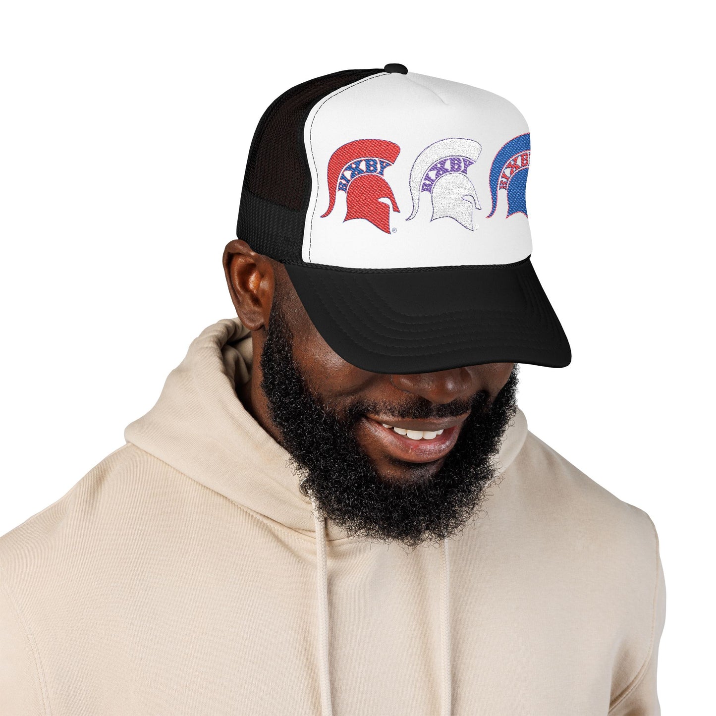 Bixby Spartan Red, White and Blue Embroidered Foam Trucker Hat