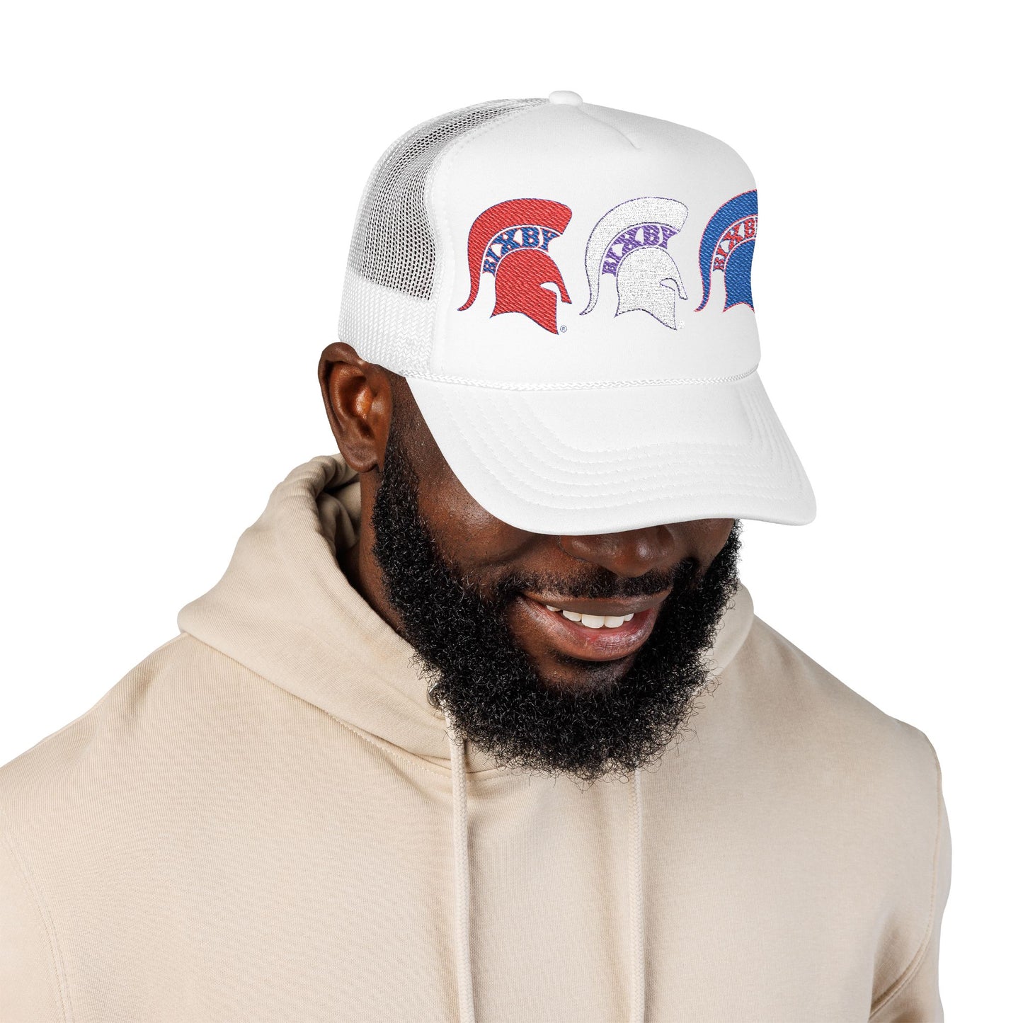 Bixby Spartan Red, White and Blue Embroidered Foam Trucker Hat