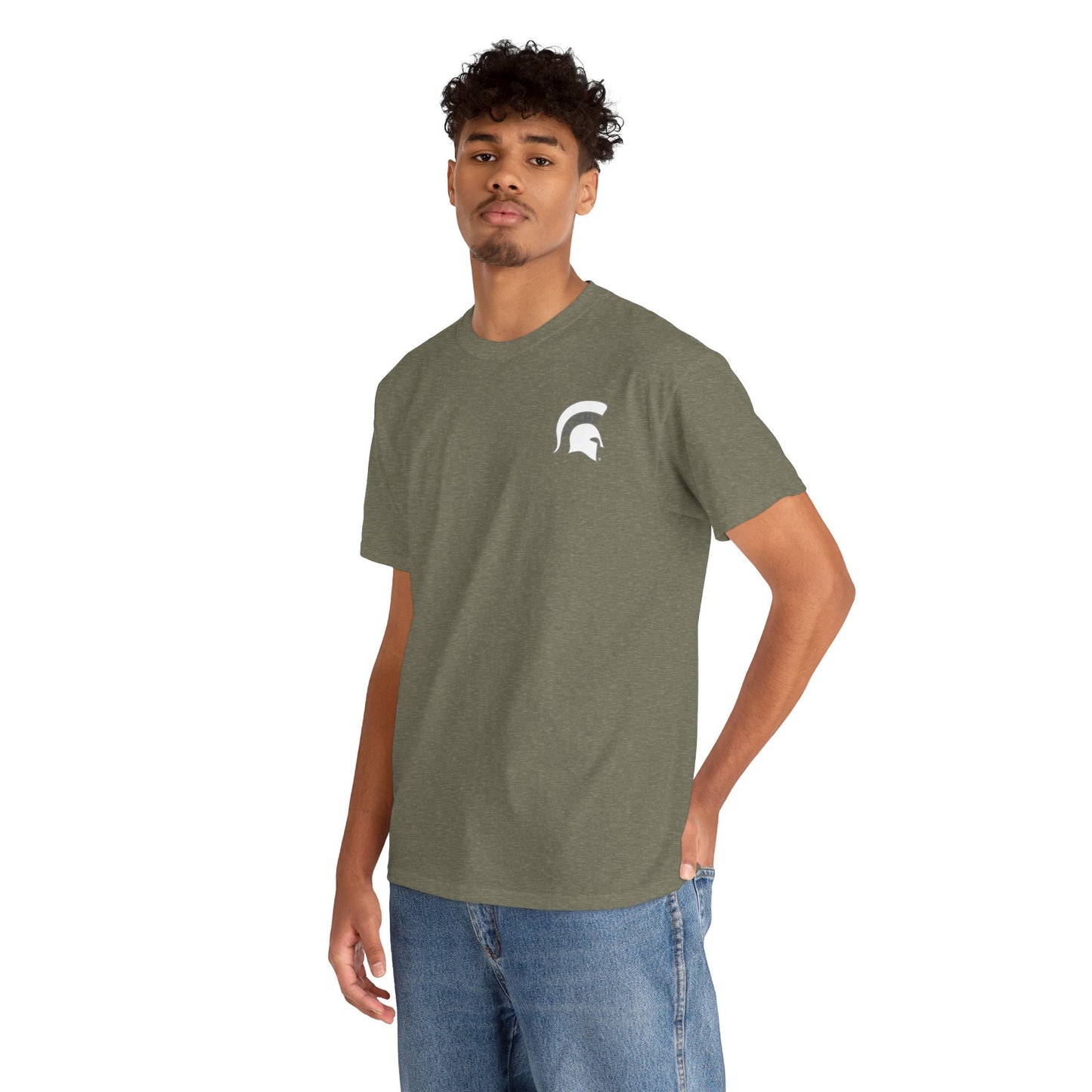 Spartan White Logo Gildan Tee