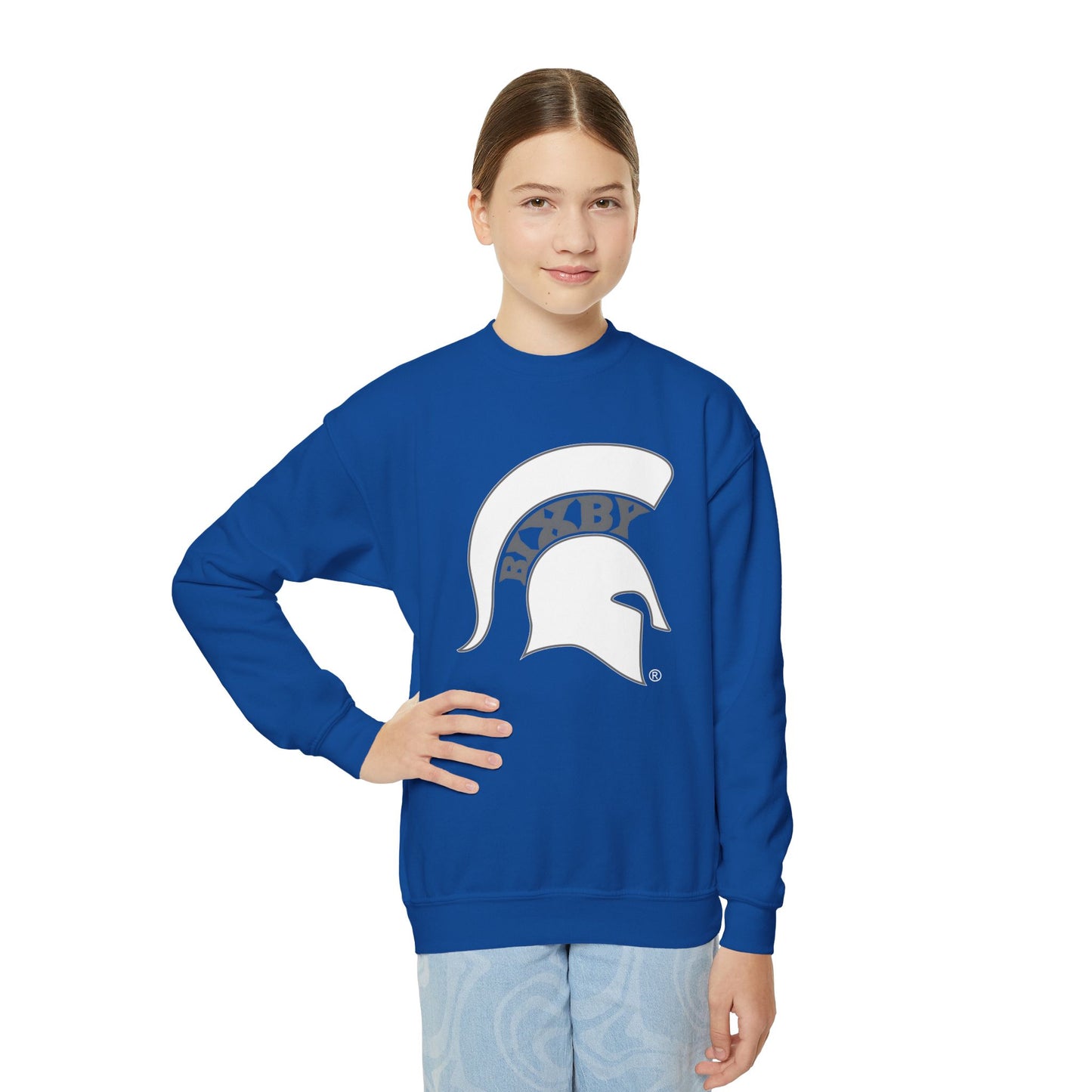 Spartan White Logo Youth Gildan Sweatshirt