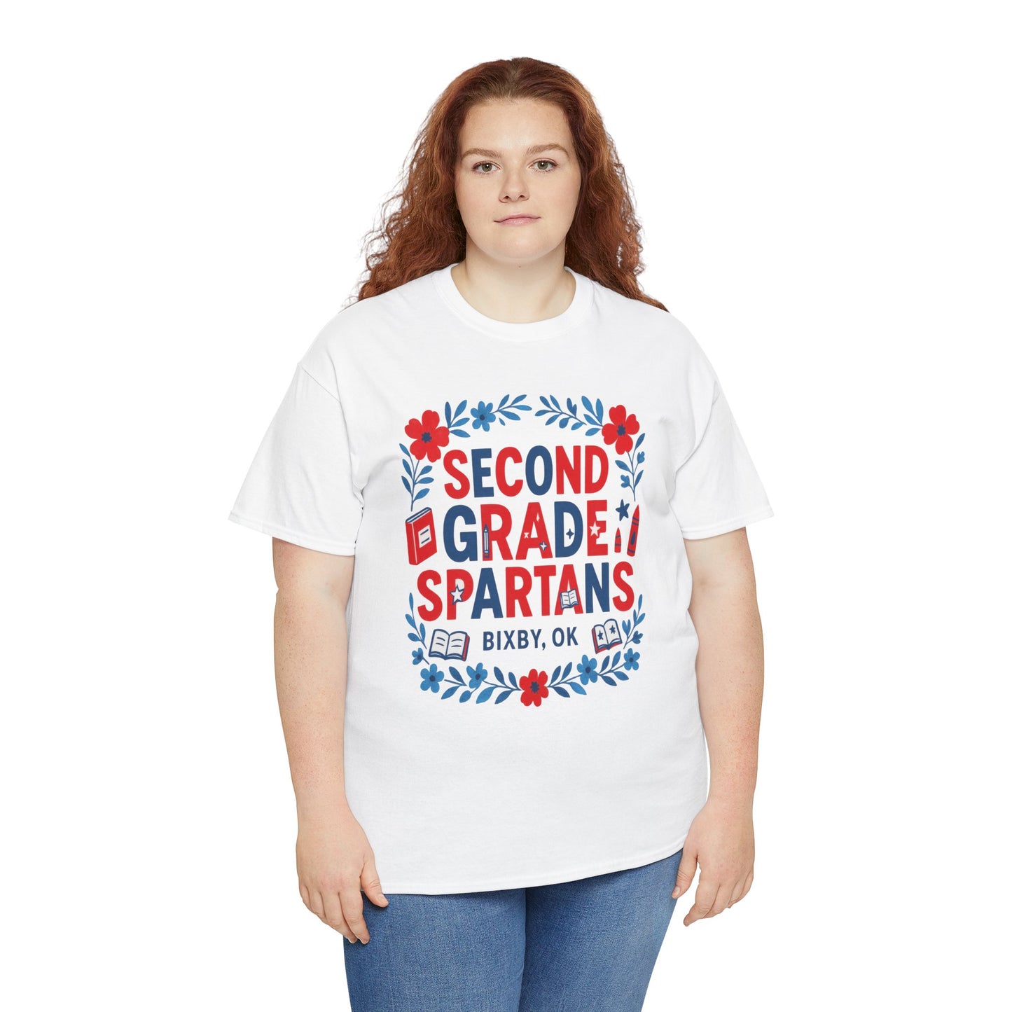 Floral Second Grade Spartan Gildan Tee