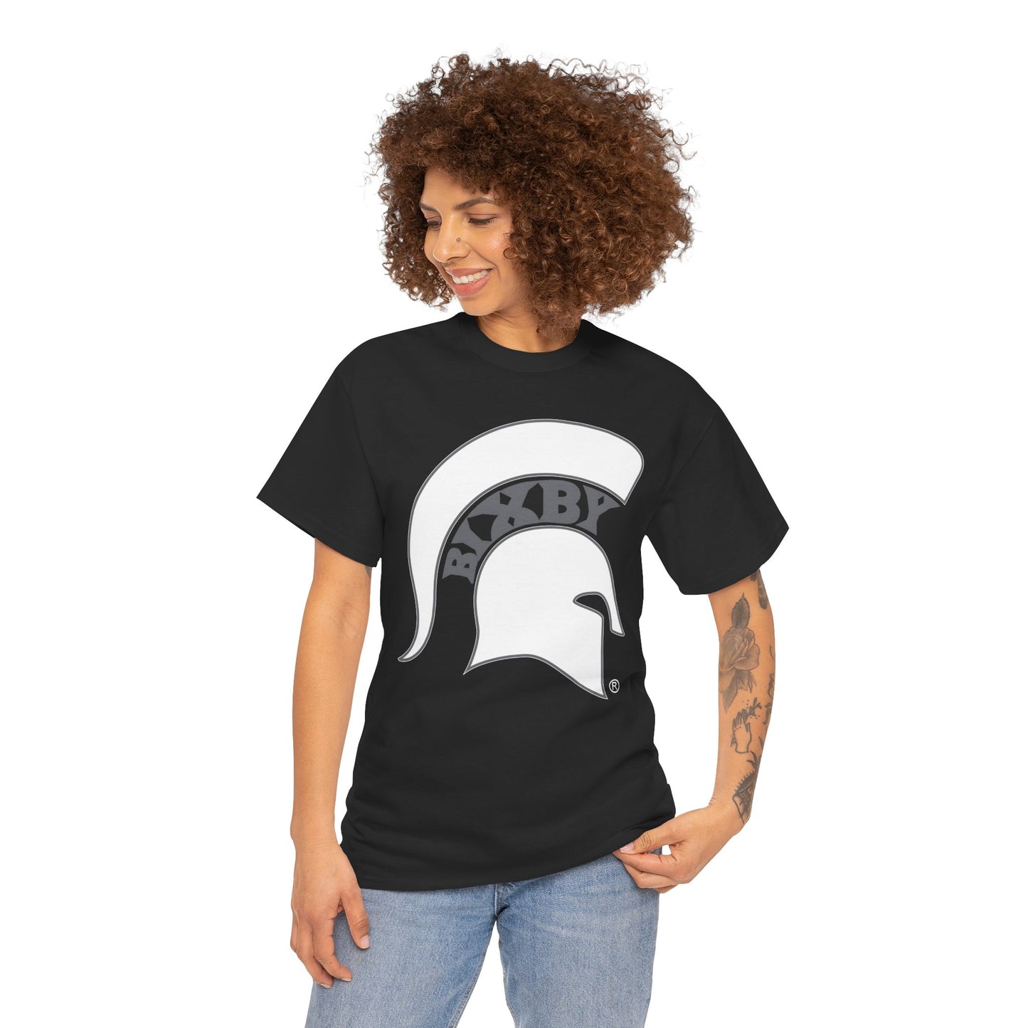 Spartan White Logo Gildan Tee