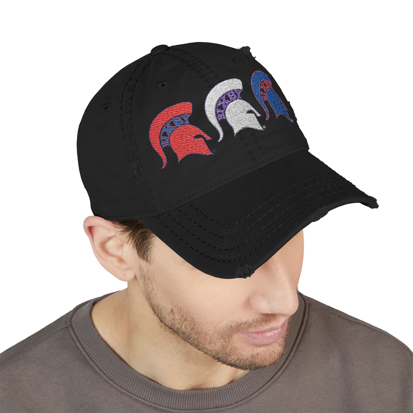 Bixby Spartan Red, White and Blue Embroidered Distressed Ballcap