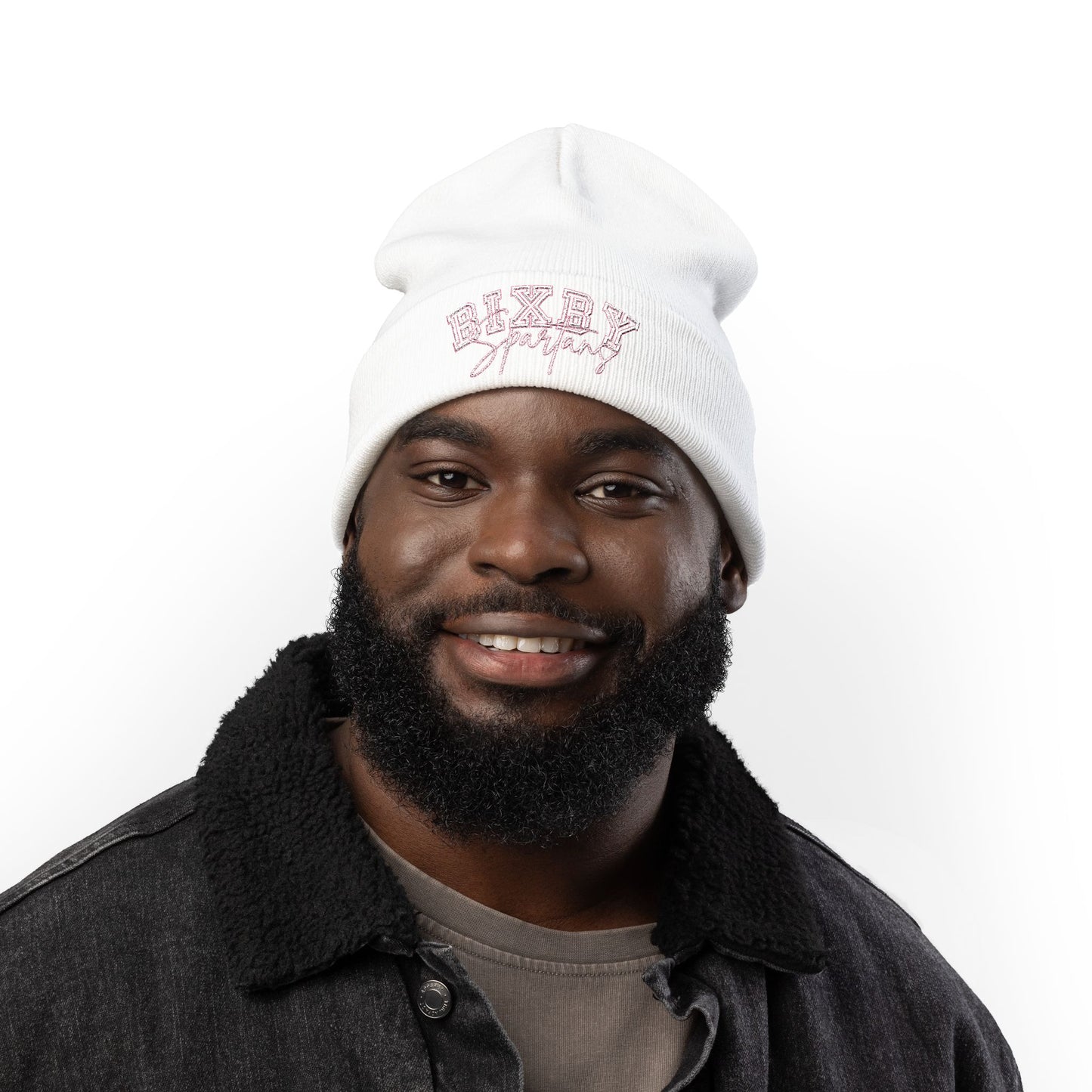 Embroidered Pink Font Bixby Spartans Beanie