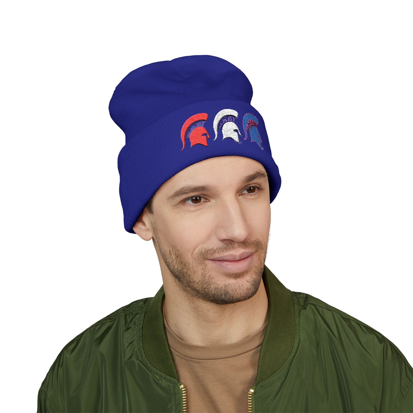 Bixby Spartan Red, White and Blue Embroidered Cuffed Beanie