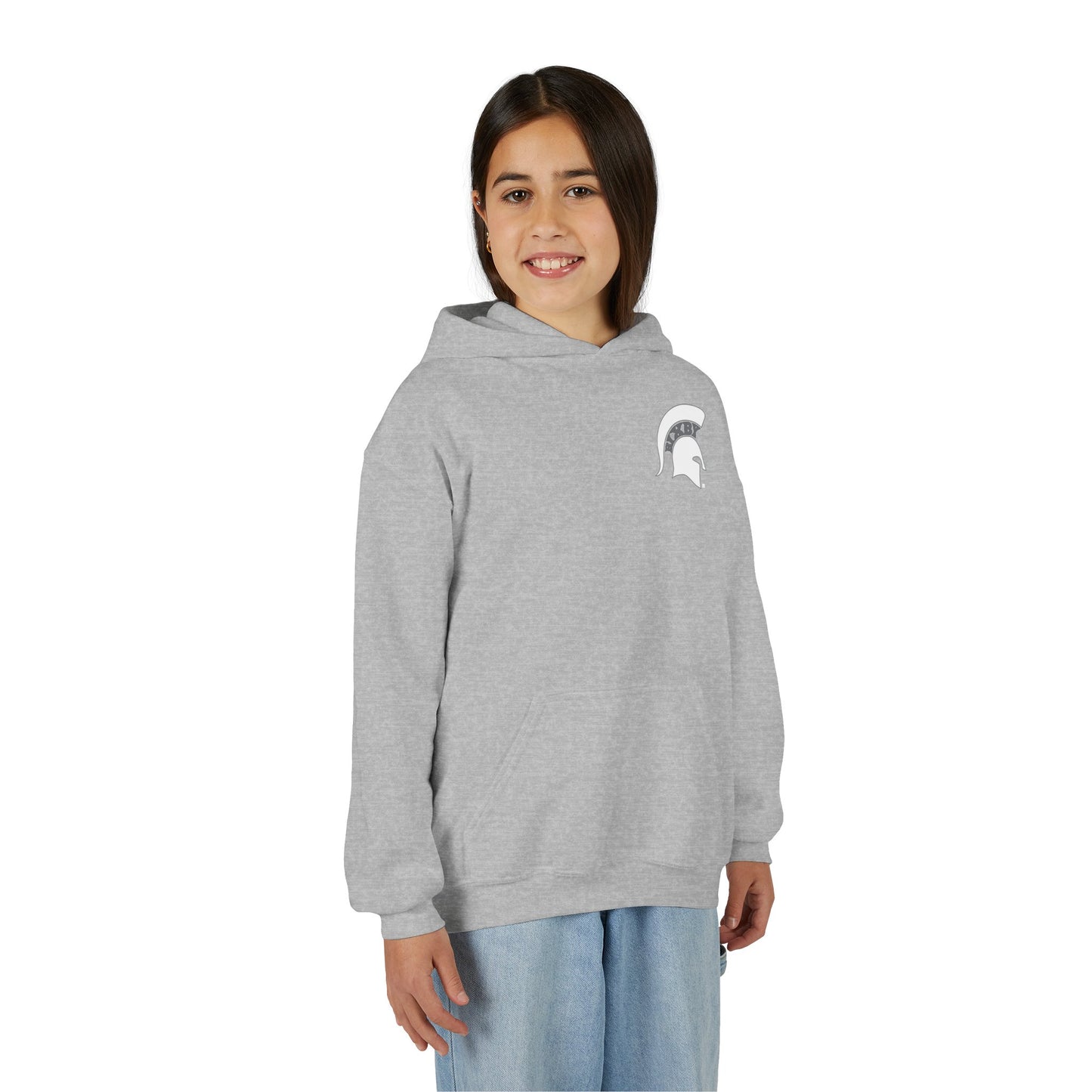 Spartan White Logo Youth Gildan Hoodie