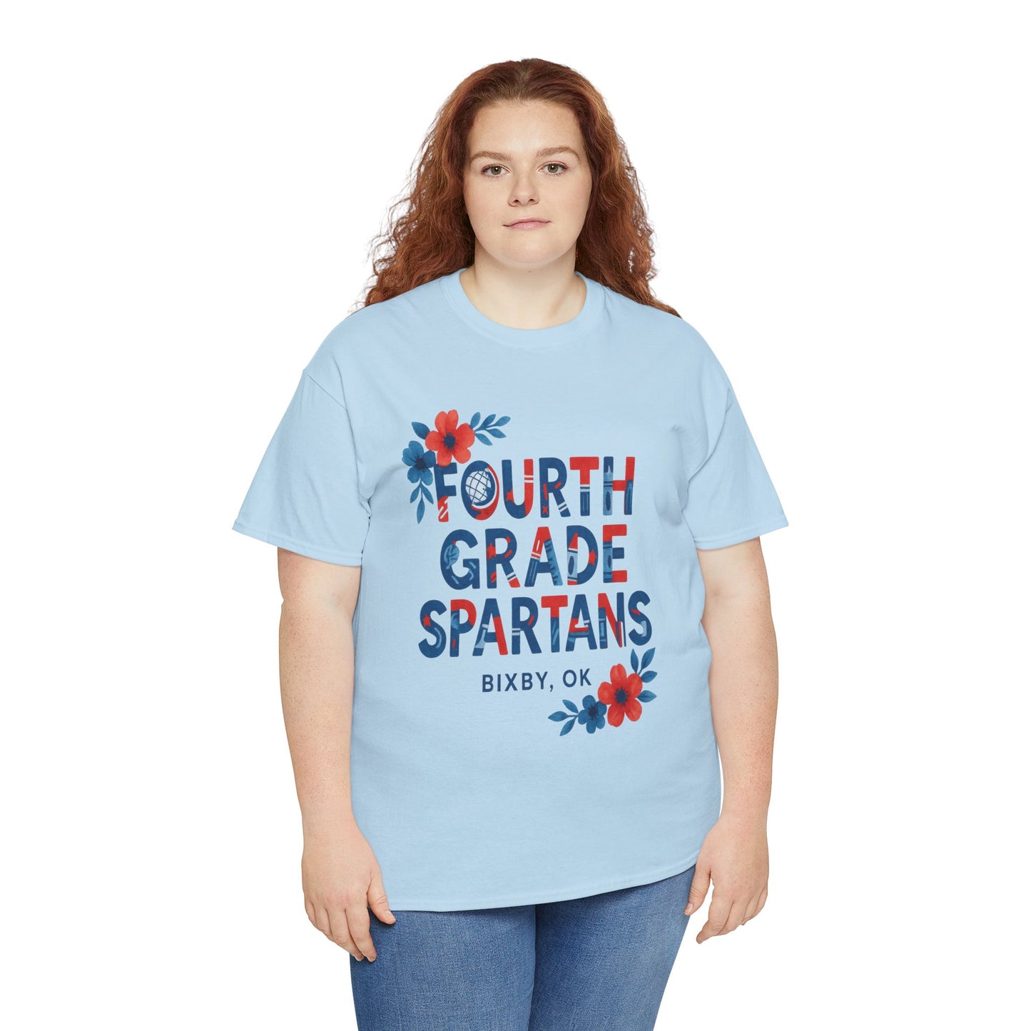 Floral Fourth Grade Spartan Gildan Tee