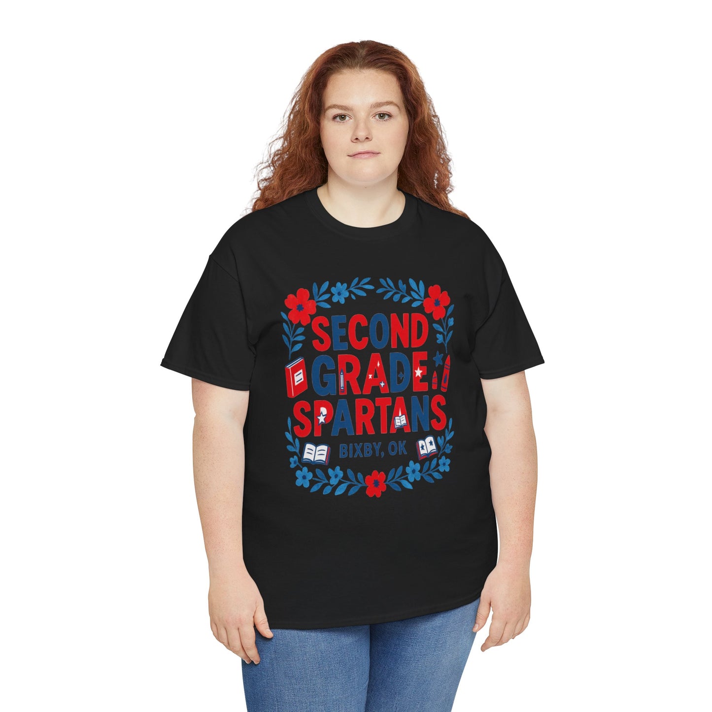 Floral Second Grade Spartan Gildan Tee
