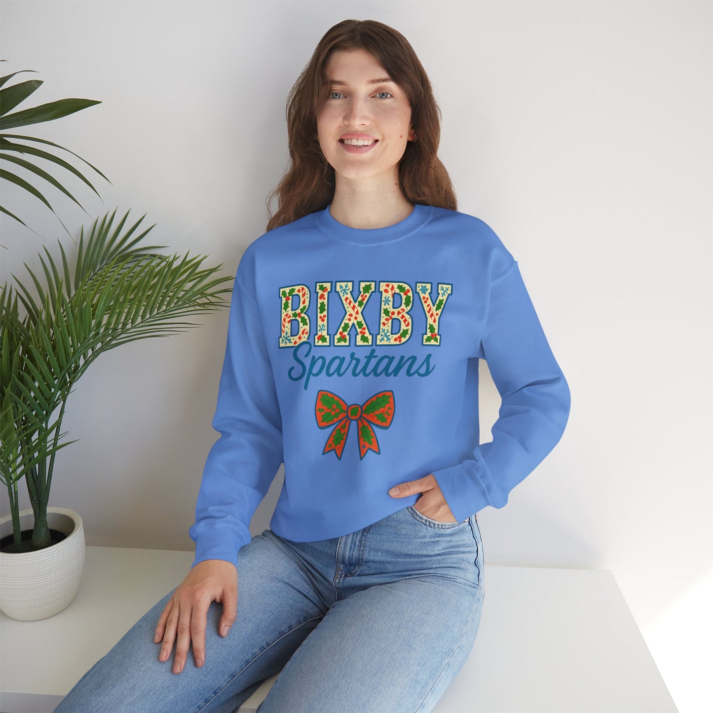 Bixby Spartans Christmas Vibes Gildan Sweatshirt