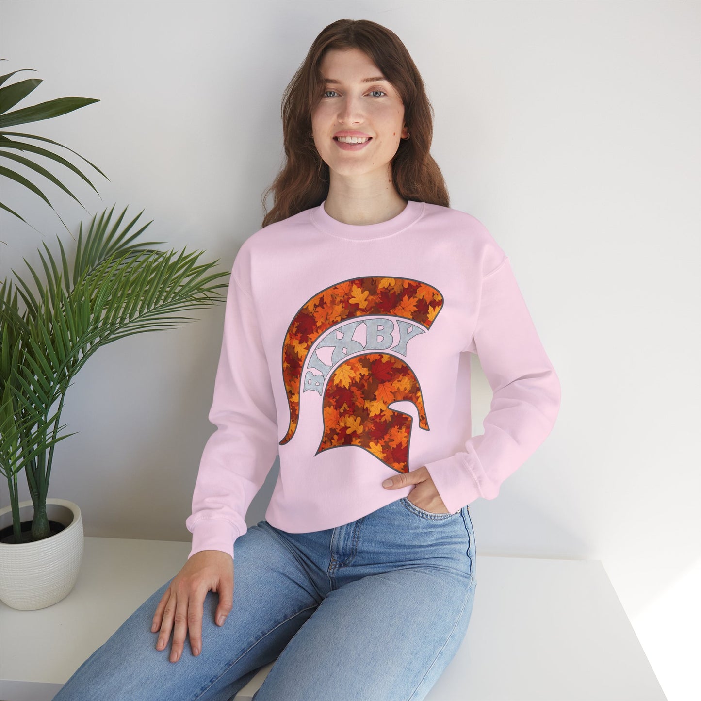 Bixby Spartan Fall Helmet Gildan Sweatshirt