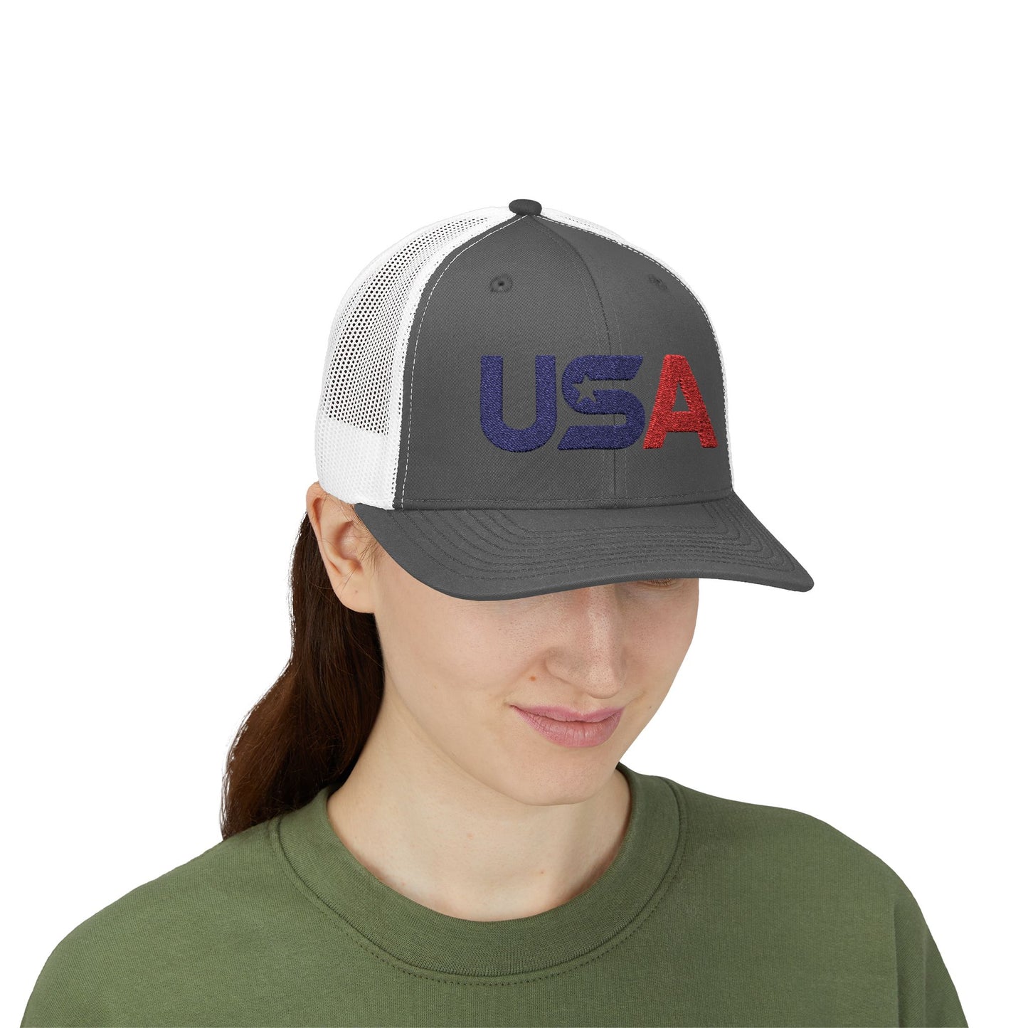Patriotic USA Embroidered Trucker Snapback