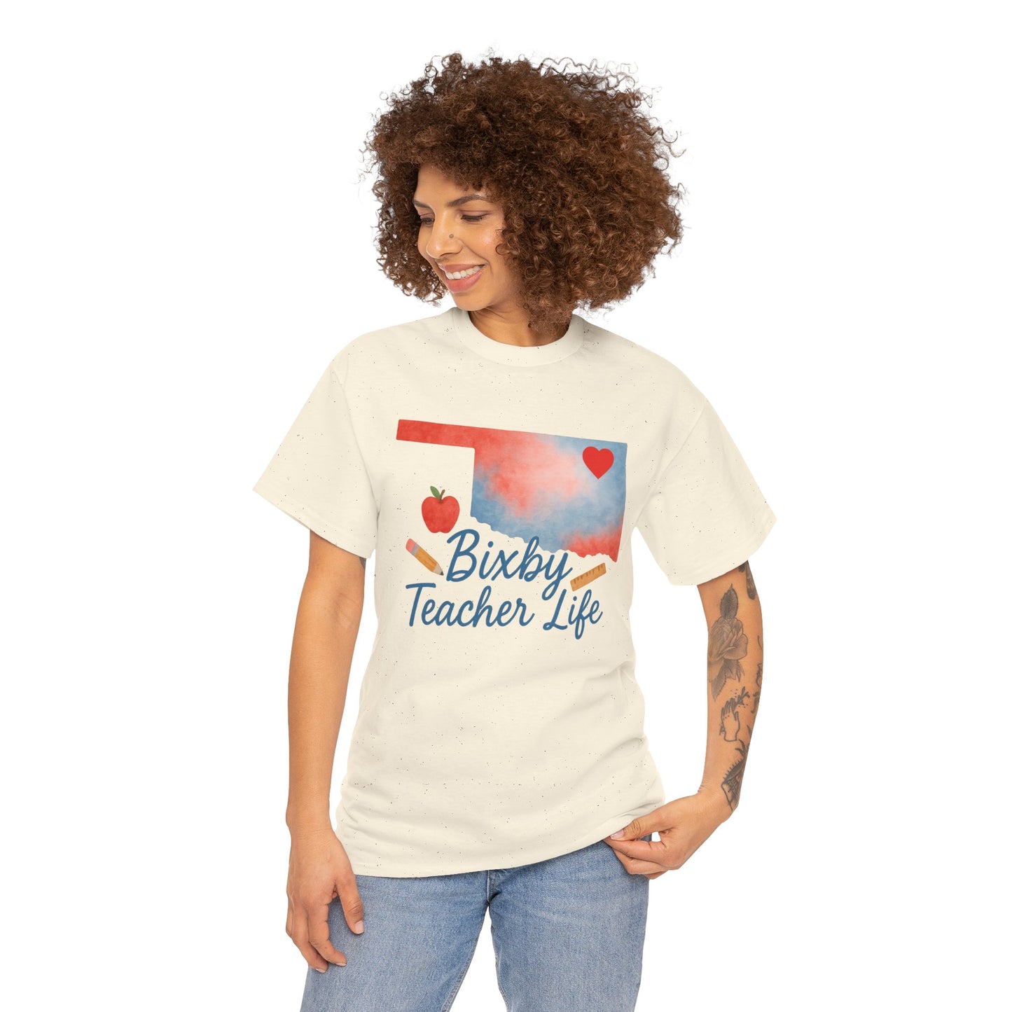 Teacher Life Bixby OK Watercolor Gildan Tee