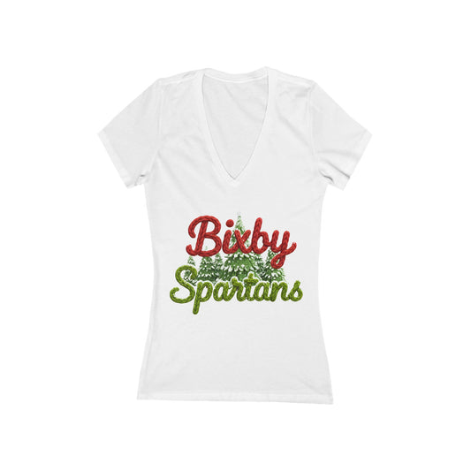 Bixby Spartans Twisted Yarn Print Bella+Canvas V-Neck Tee