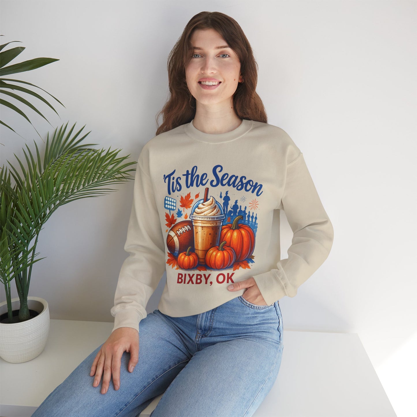Bixby Football Mom Pumpkin Spice Gildan Sweatshirt