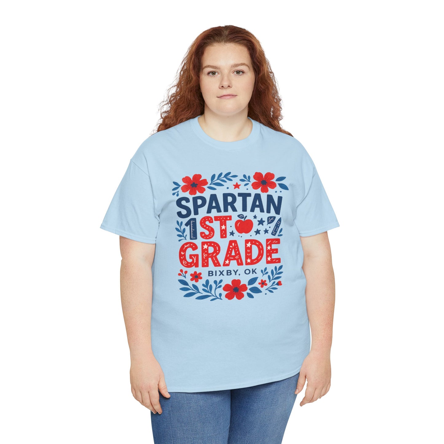 Floral First Grade Spartan Gildan Tee
